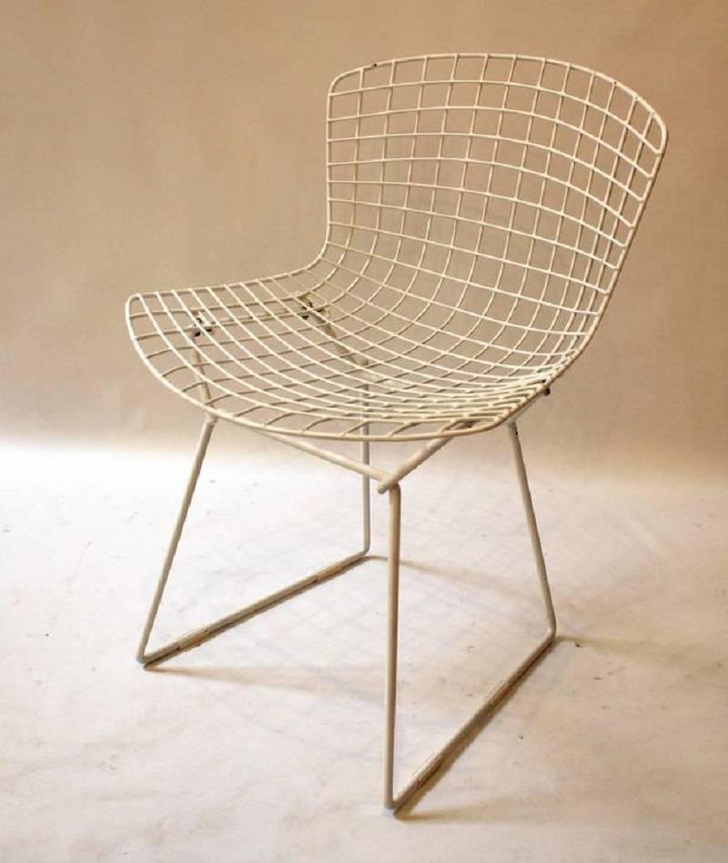 Metal Pair of 1971 Harry Bertoia Side Chairs for Knoll with Original Seat Pads