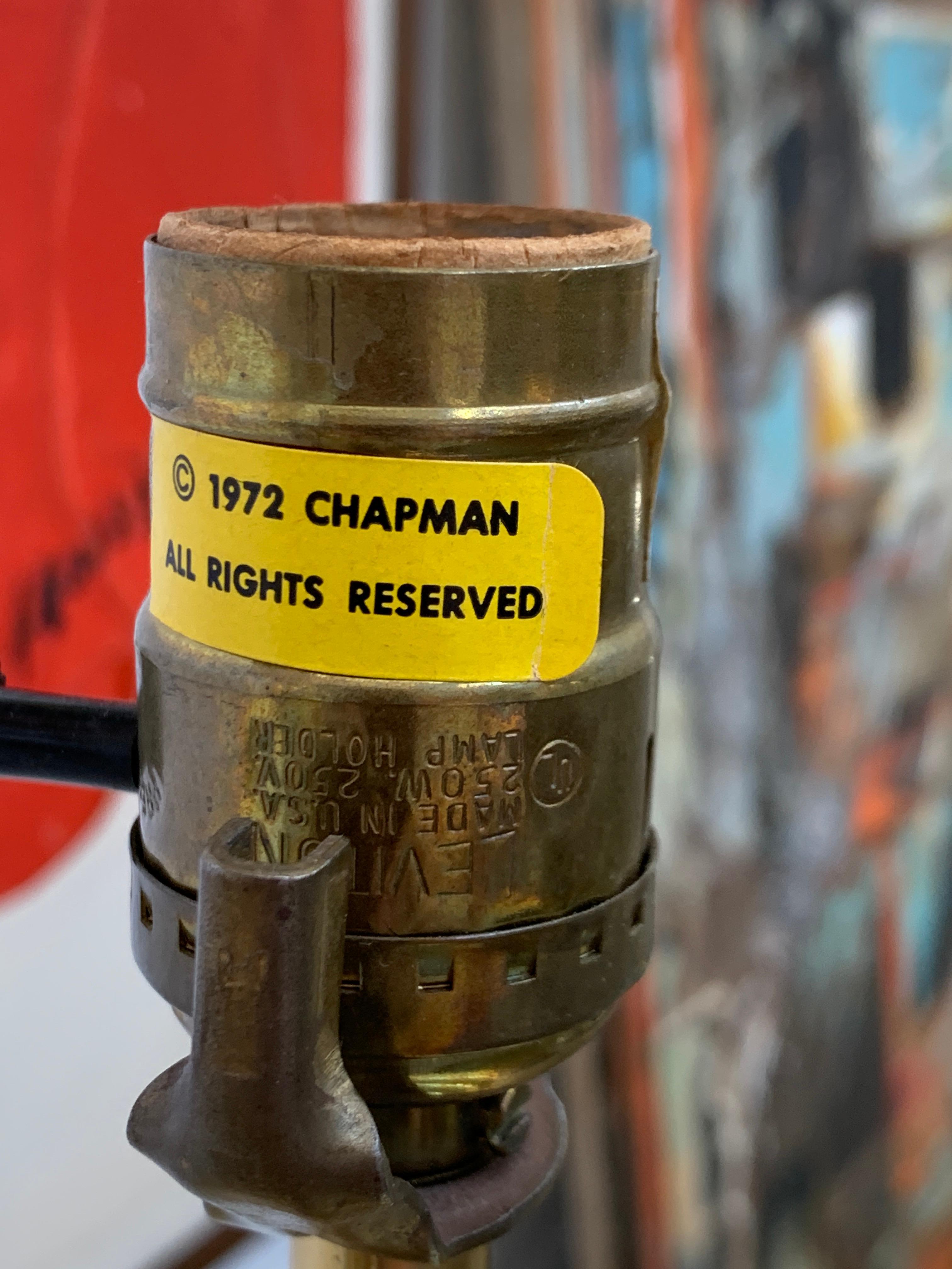 Paar Chapman-Lampen aus Messing und Glas von 1972 (Ende des 20. Jahrhunderts) im Angebot