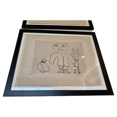 Pair of 1974 Alexander Calder Santa Claus Series Limited Edition Etchings