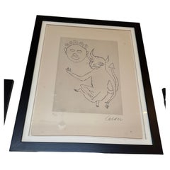 Pair of 1974 Alexander Calder Santa Claus Series Limited Edition Etchings