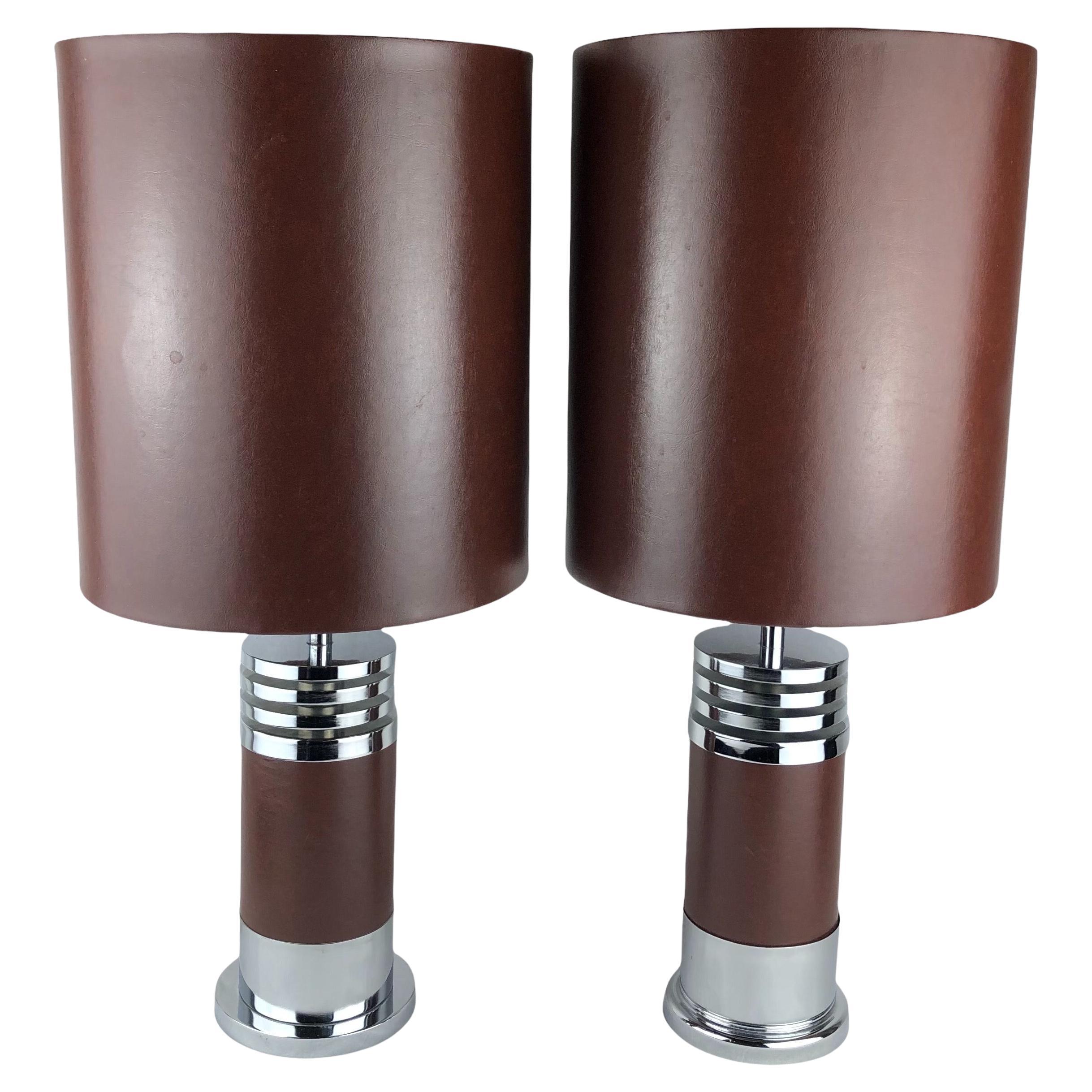 Paire de lampes chromées de Roche Bobois Designs, 1975
