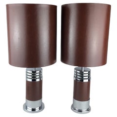 Pair of 1975 Chrome Lamps from Roche Bobois Designs