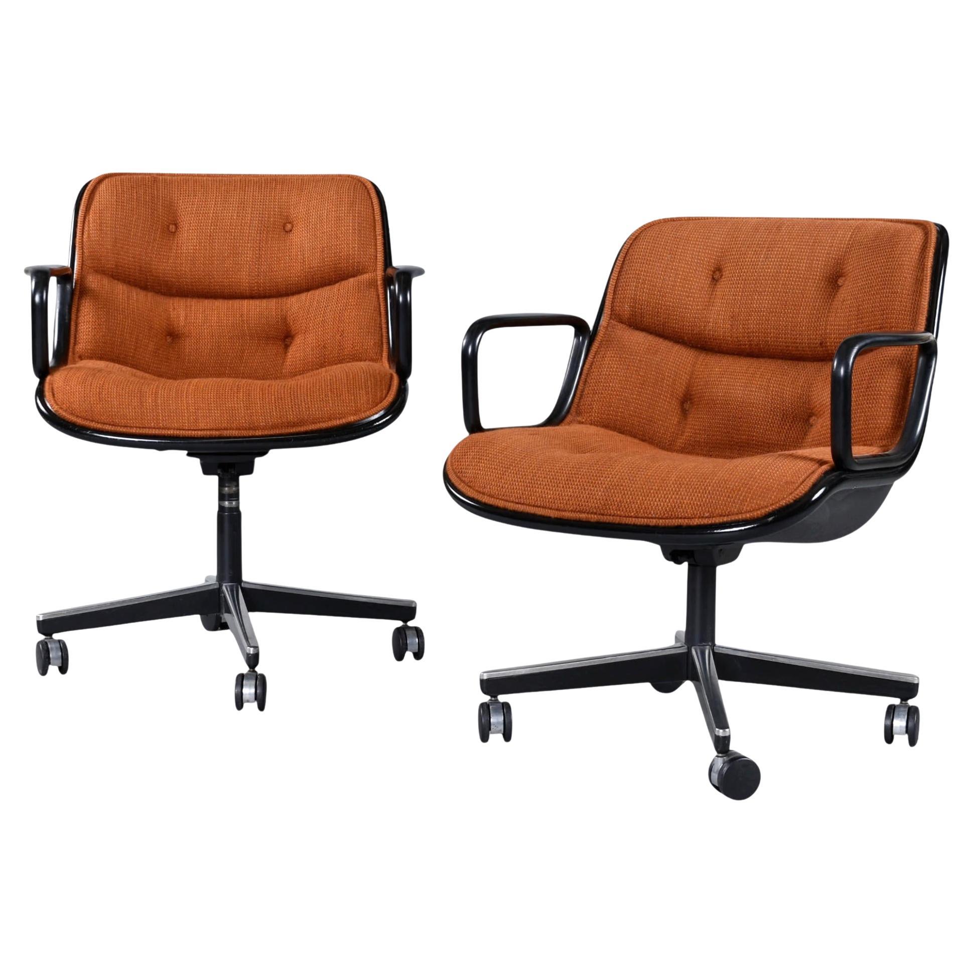 Pair of 1979 Charles Pollock for Knoll Burnt Orange Executive Chairs