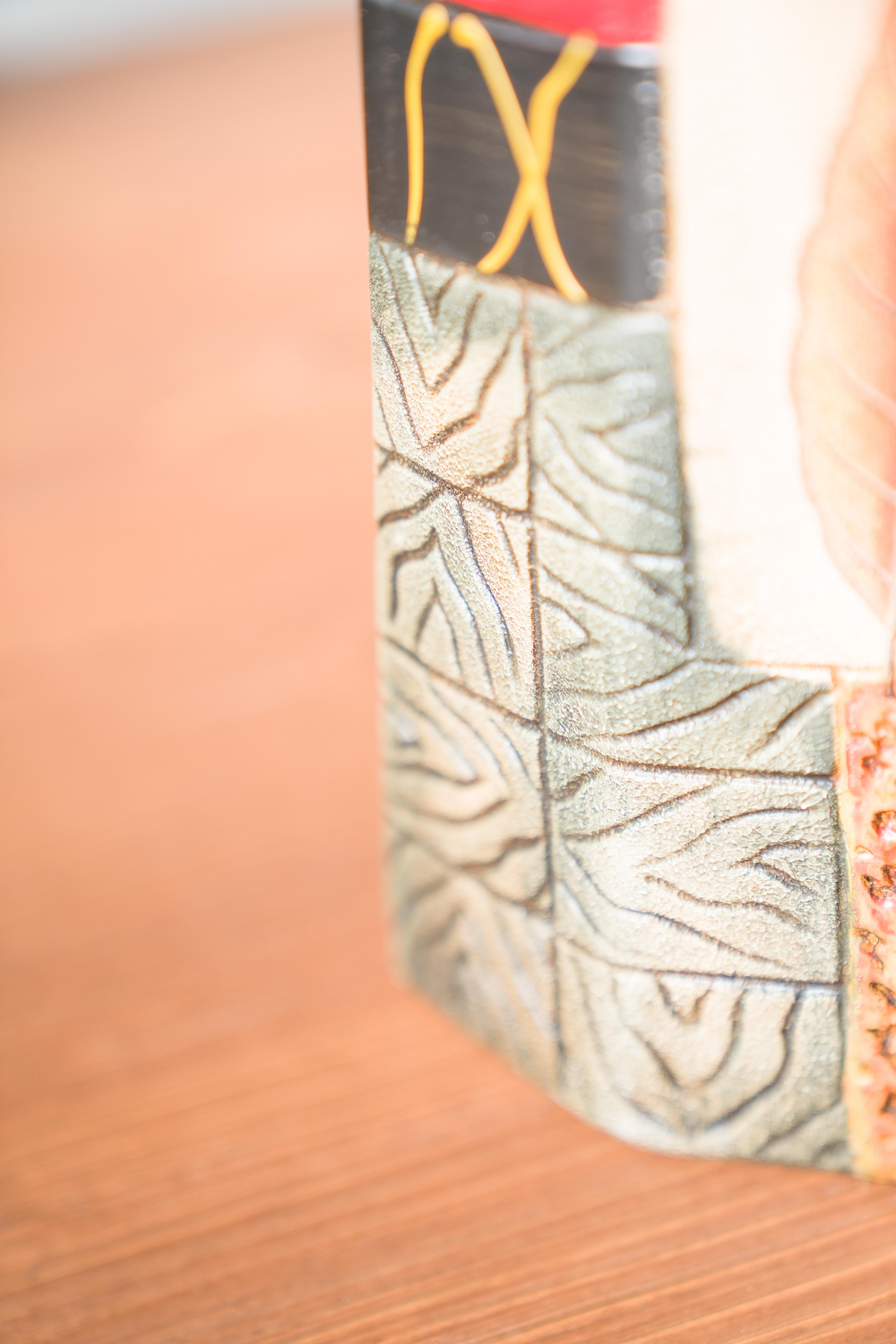 Pair of 1980s-90s Terracotta Vases - Geometric and Textured Design For Sale 5