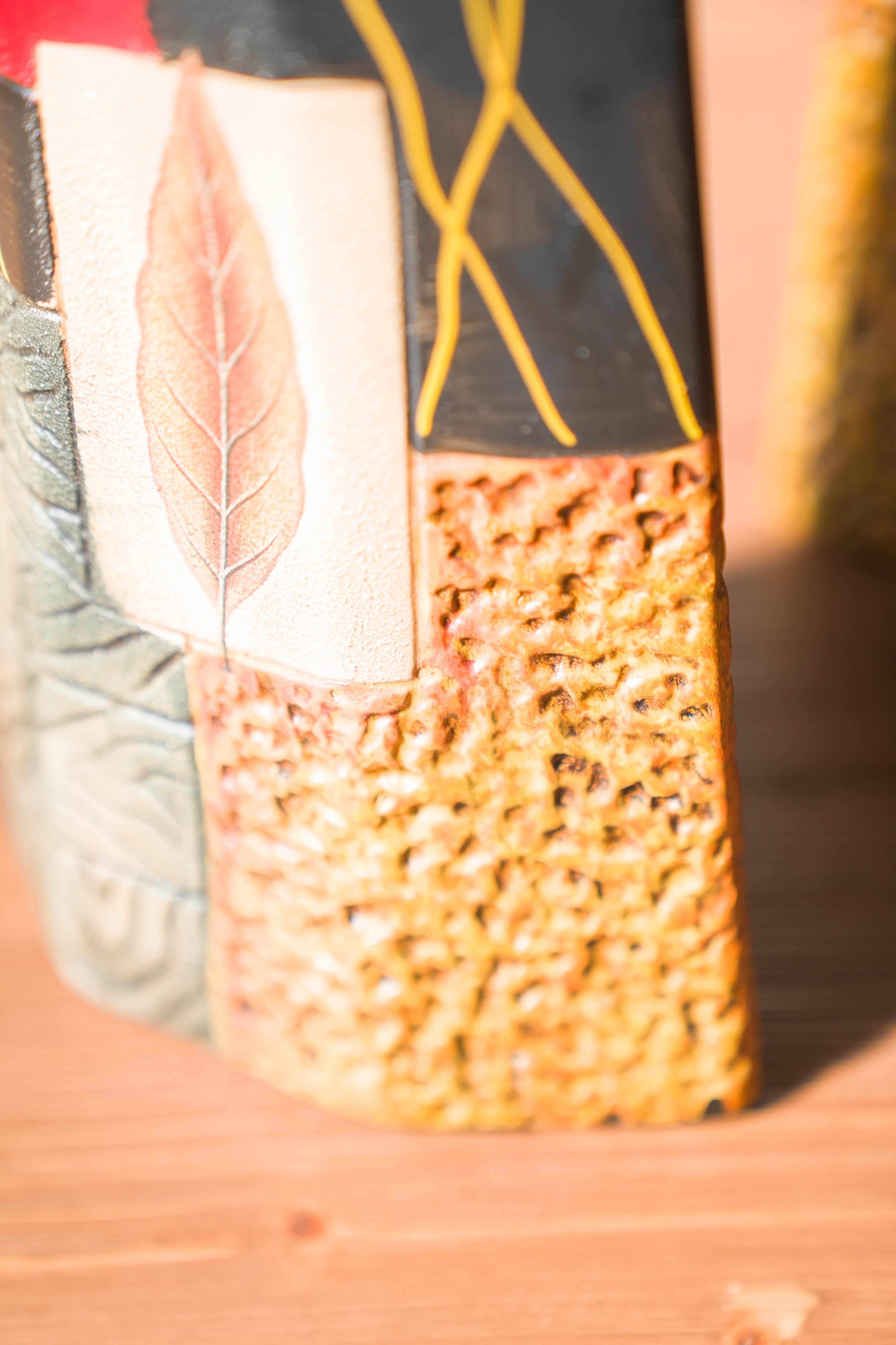 Pair of 1980s-90s Terracotta Vases - Geometric and Textured Design For Sale 2