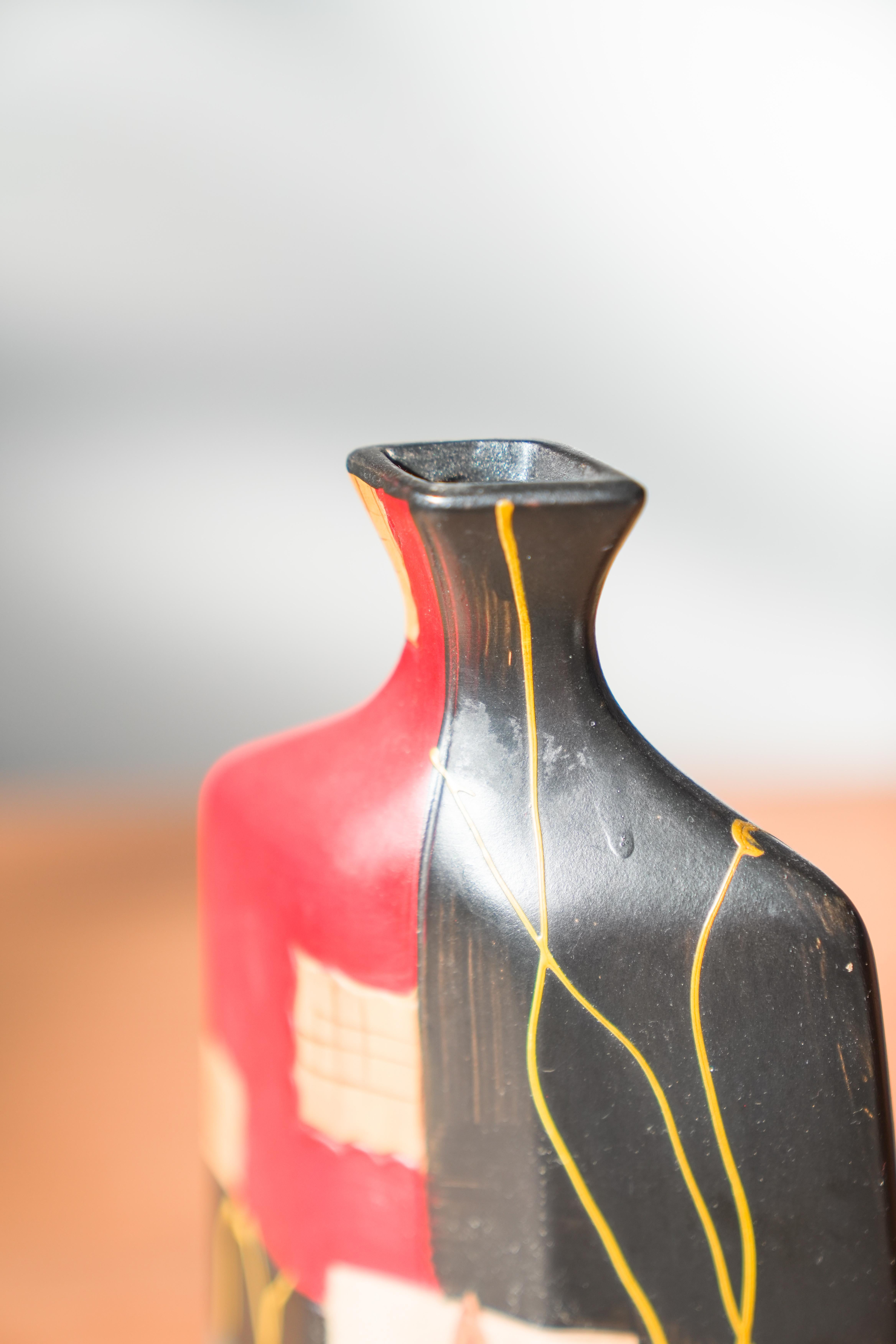Pair of 1980s-90s Terracotta Vases - Geometric and Textured Design For Sale 3