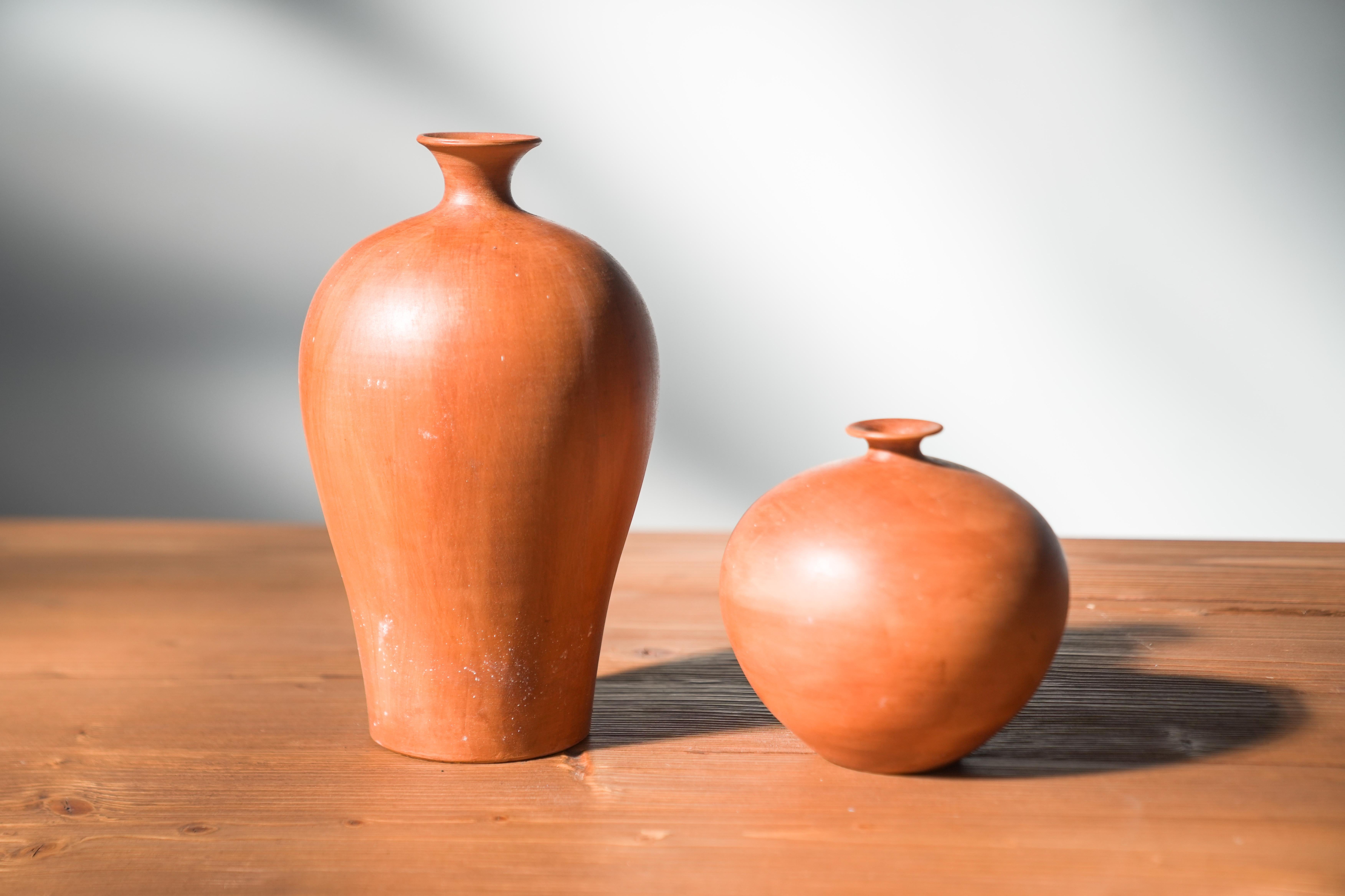 Pair of 1980s-90s Terracotta Vases – Minimalist Organic Shapes

This pair of terracotta vases from the late 1980s to early 1990s embodies a simple yet timeless elegance. With their organic shapes and warm, natural tones, these vases capture the