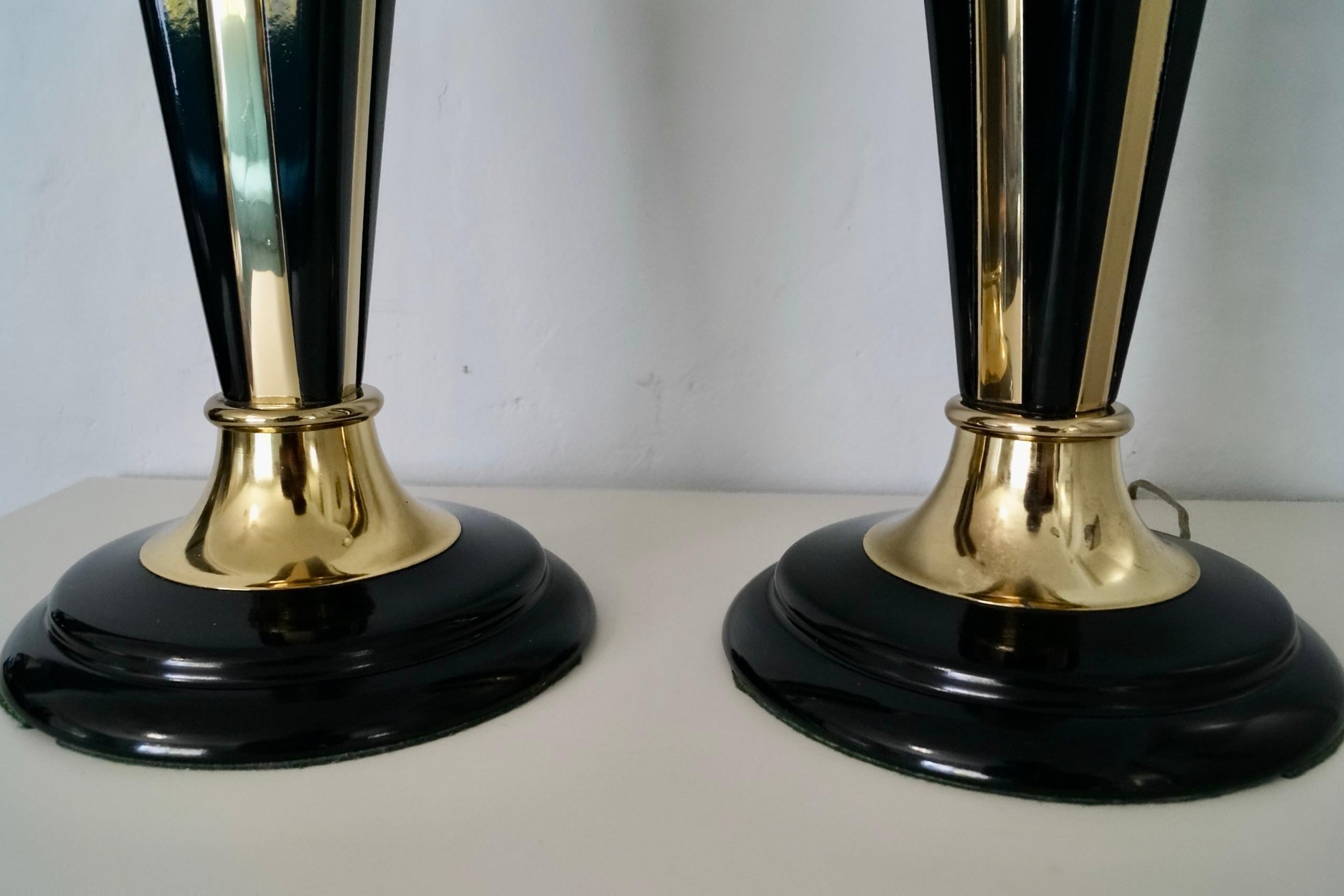 Pair of 1980's Art Deco Bella Lighting Hollywood Regency Table Lamps For Sale 8