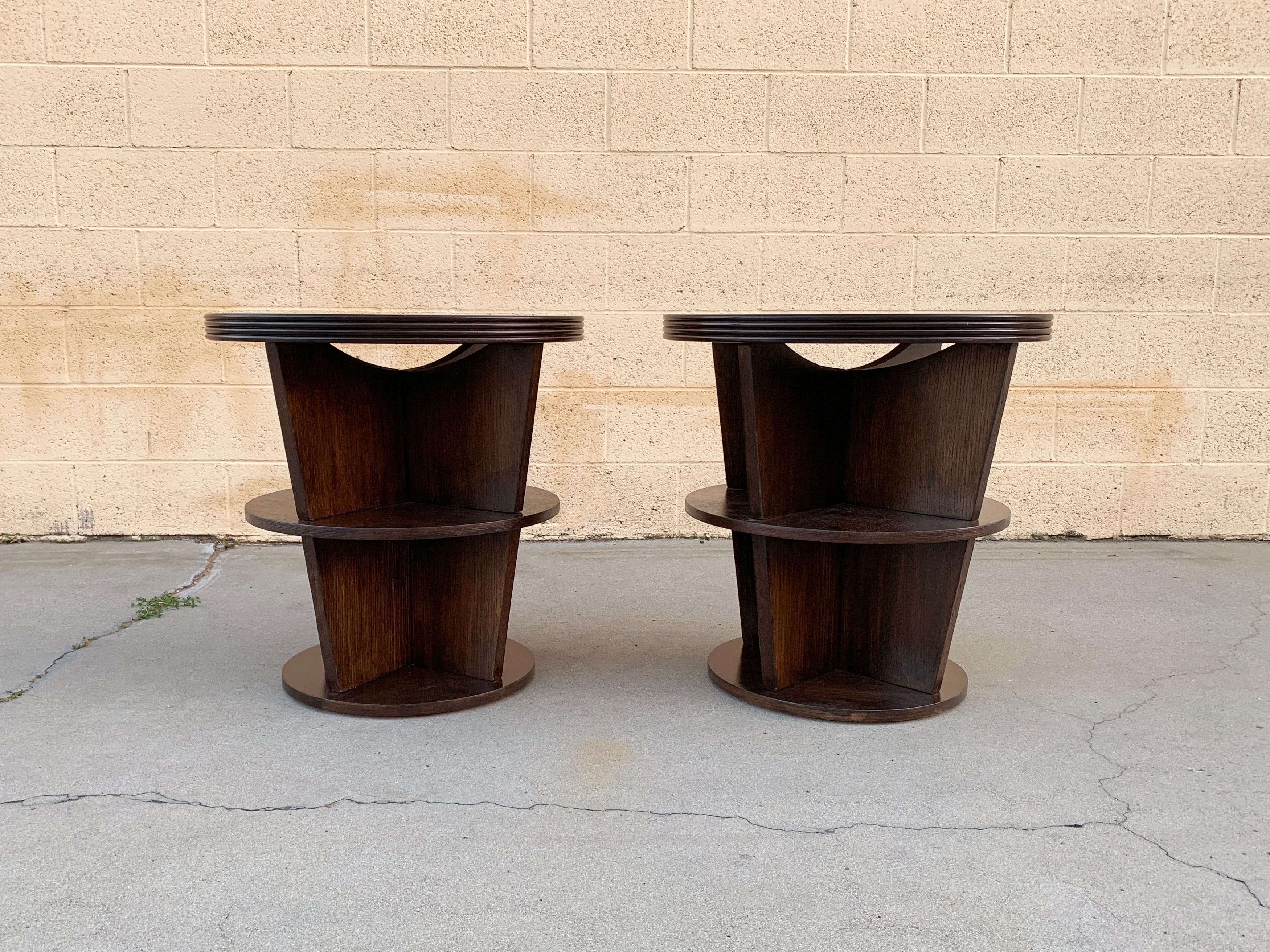 Pair of 1980s Art Deco Style Side Tables In Good Condition In Alhambra, CA