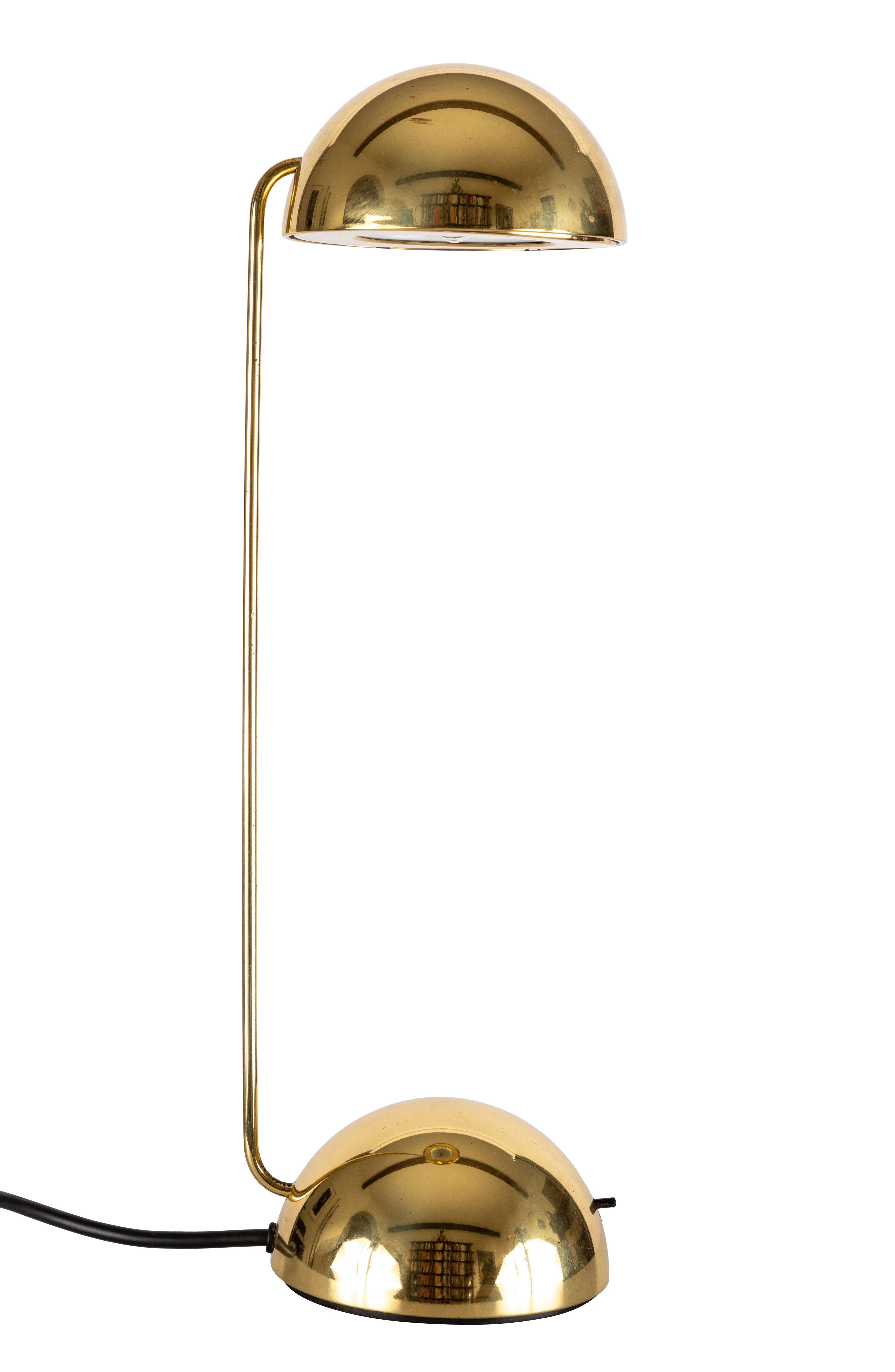 Pair of 1980s Barbieri & Marianelli Brass 'Bikini' Table Lamps for Tronconi. Executed in brass and metal. A surprisingly simple and refined design for its time, these highly adjustable lamps can be rotated into a number of positions for versatile