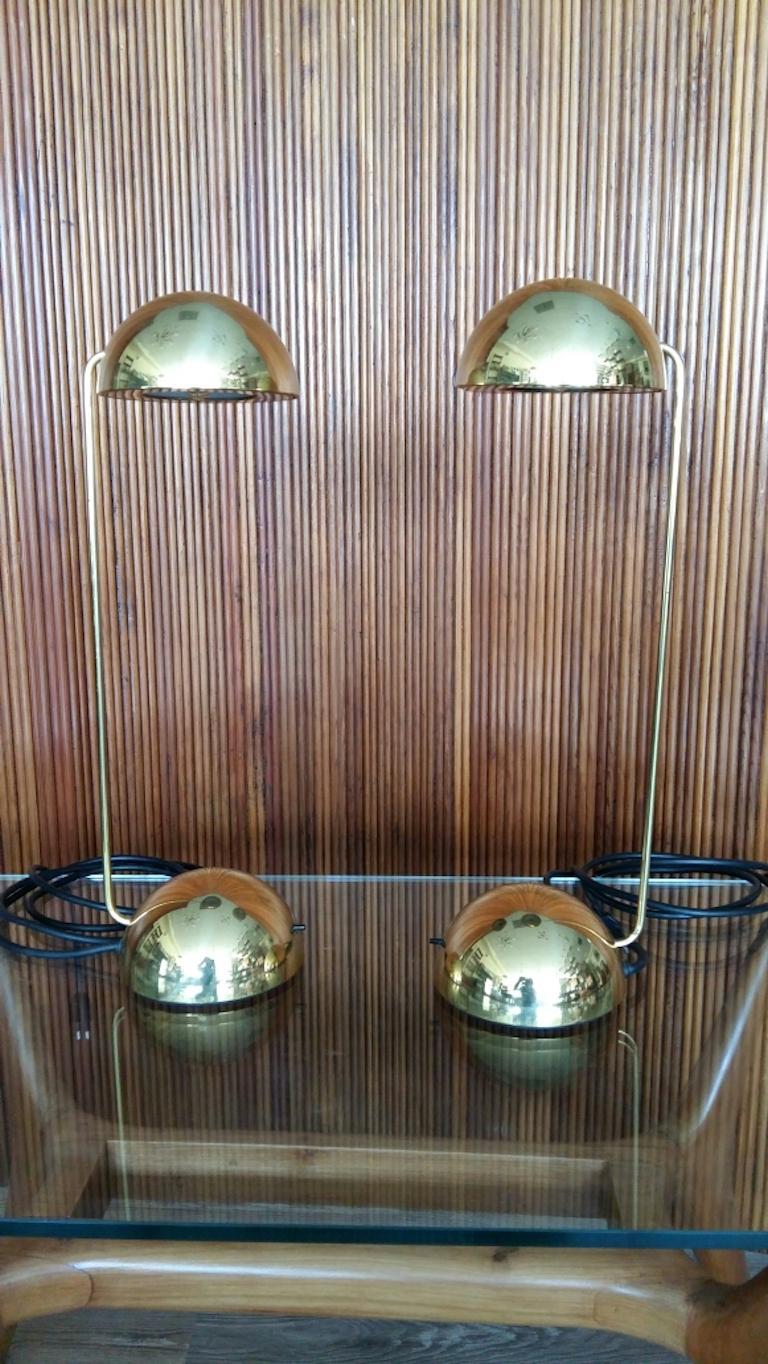Mid-Century Modern Pair of 1980s Barbieri & Marianelli Brass 'Bikini' Table Lamps for Tronconi