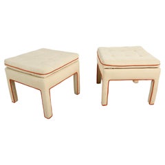 Pair of 1980s Billy Baldwin Style Pillow Top Tufted Fully Upholstered Ottomans