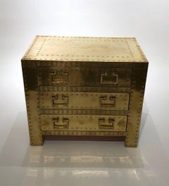 Pair of 1980s Brass Covered Bed Side Tables