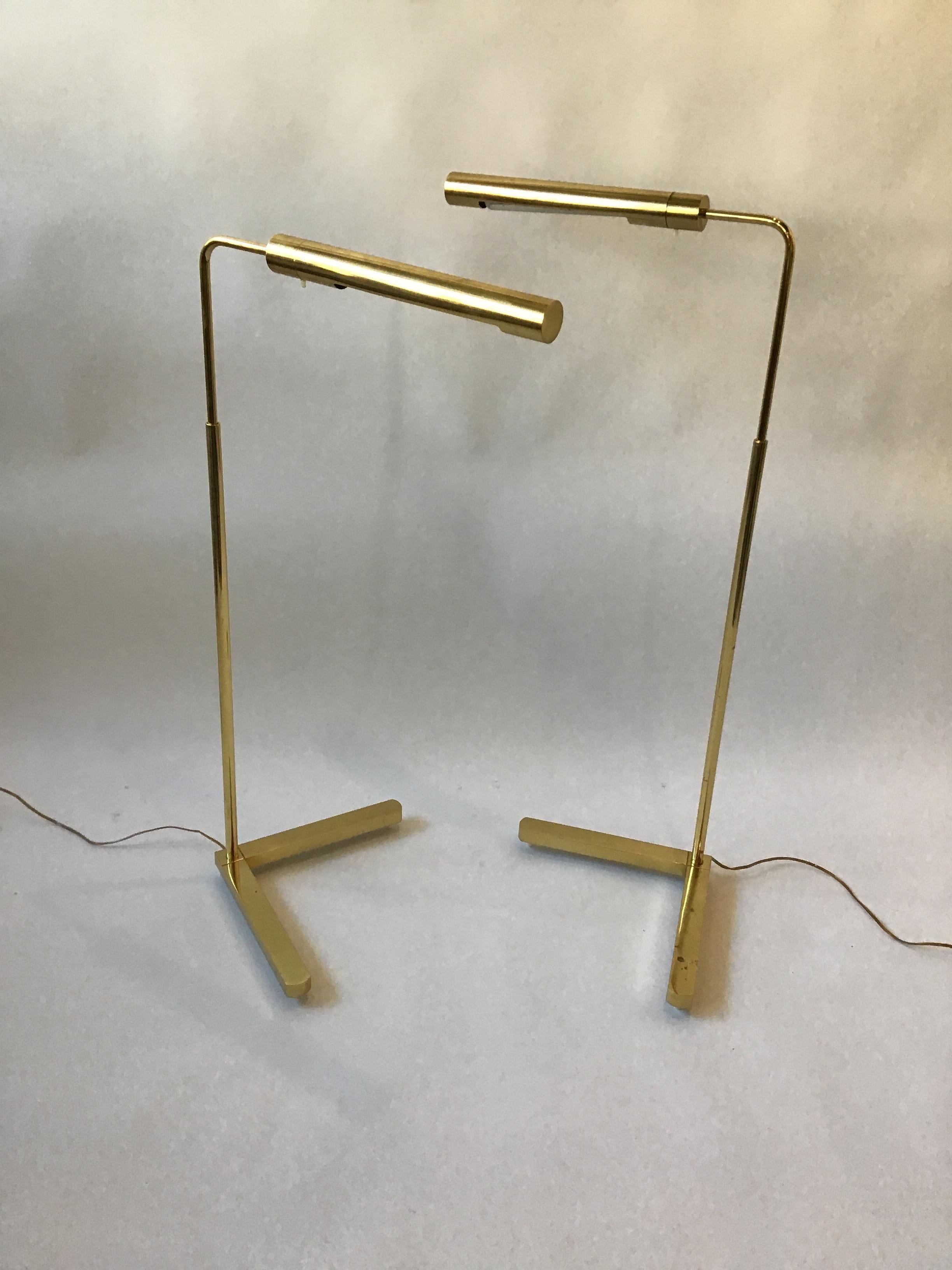Pair of 1980s Casella Brass Pharmacy Floor Lamps In Good Condition In Tarrytown, NY