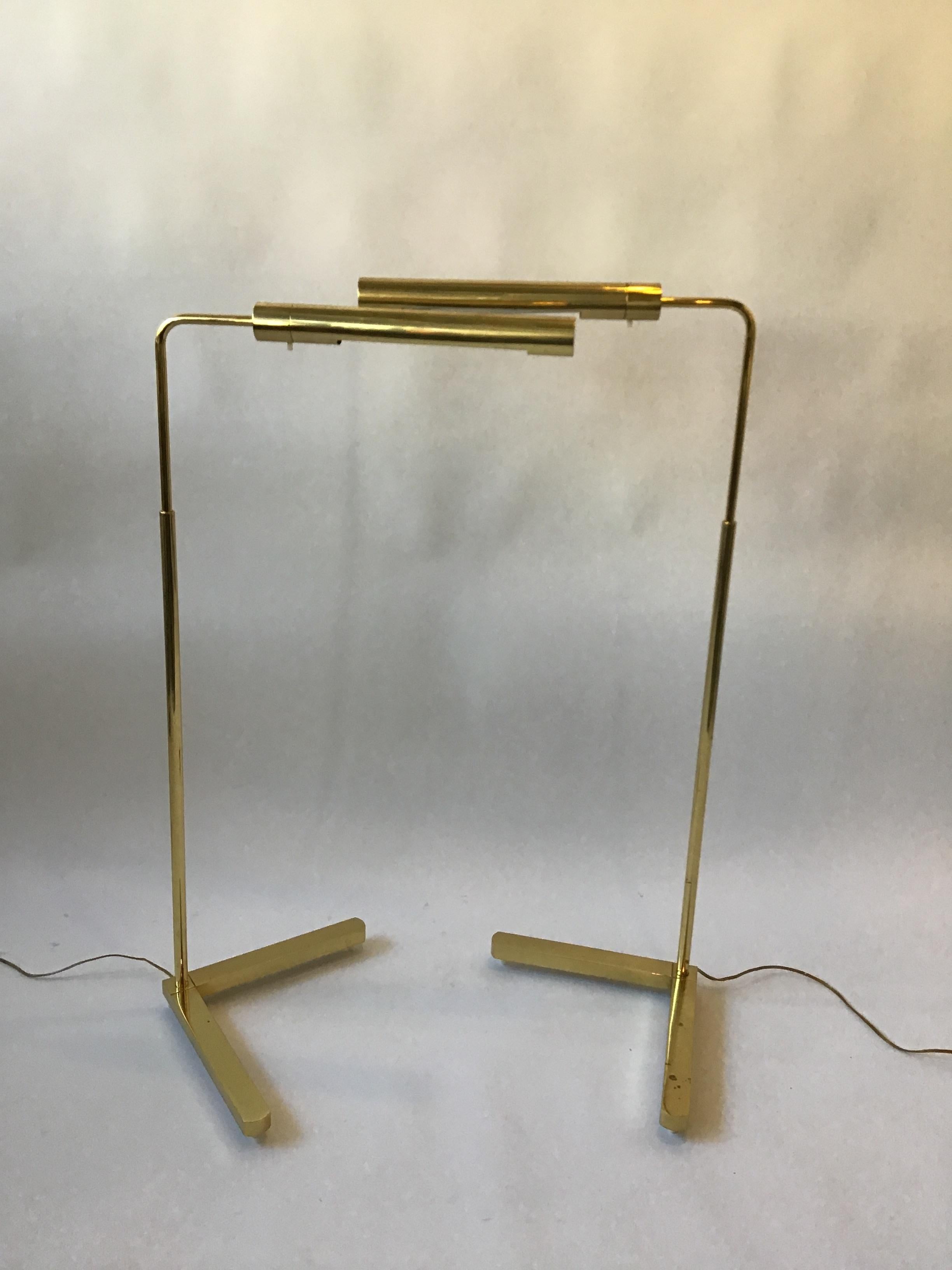 Late 20th Century Pair of 1980s Casella Brass Pharmacy Floor Lamps
