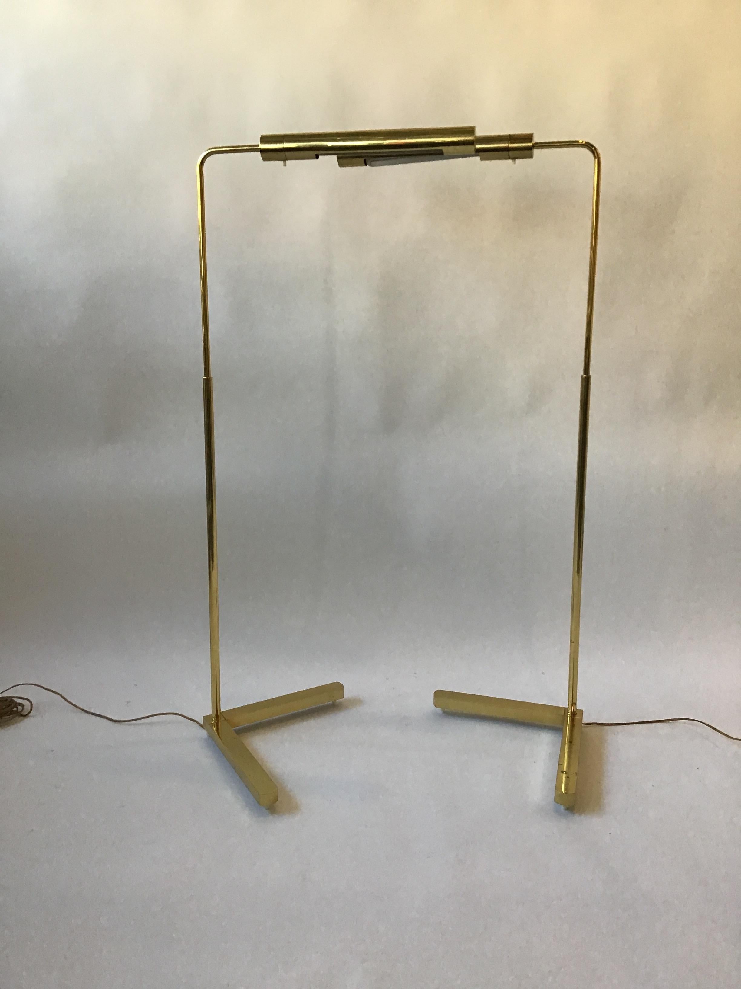 Pair of 1980s Casella Brass Pharmacy Floor Lamps 1