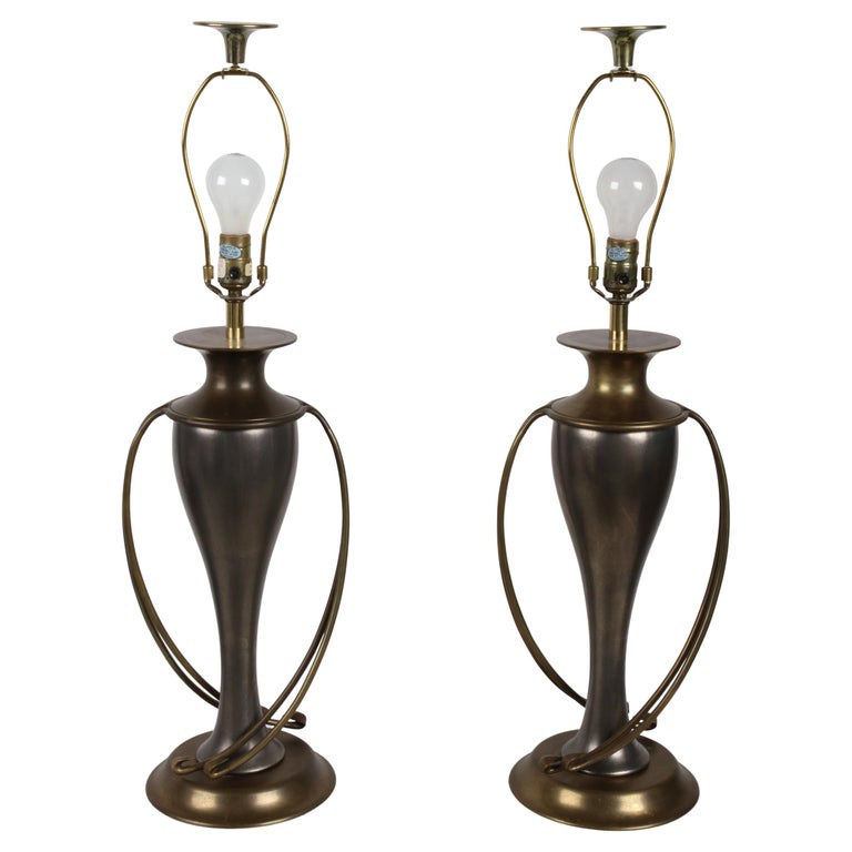 Pair of Chapman Bronze and Pewter Lamps Pair of Chapman Bronze and Pewter Lamps