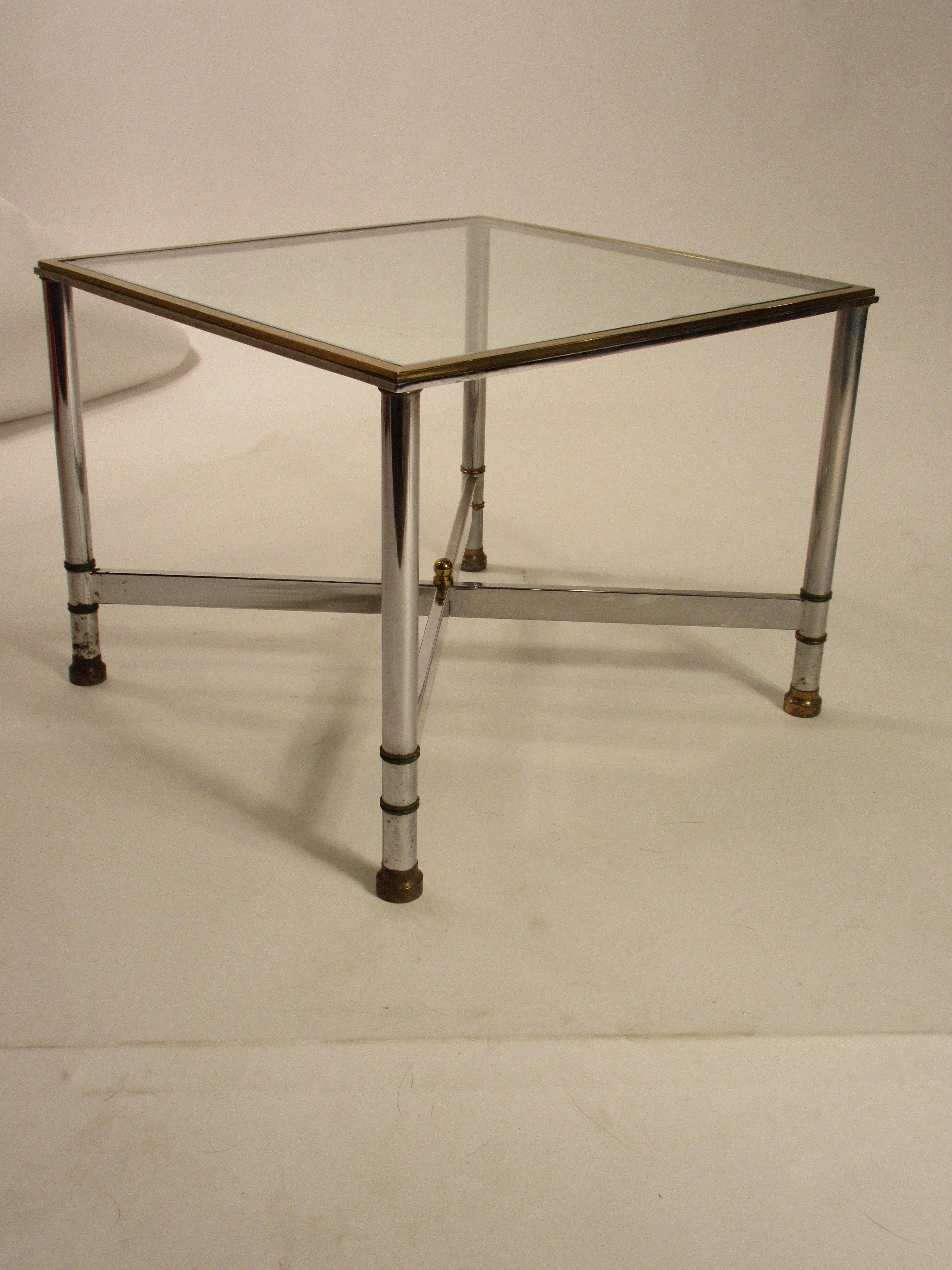 Pair of 1980s Chrome and Brass Side Tables For Sale 1