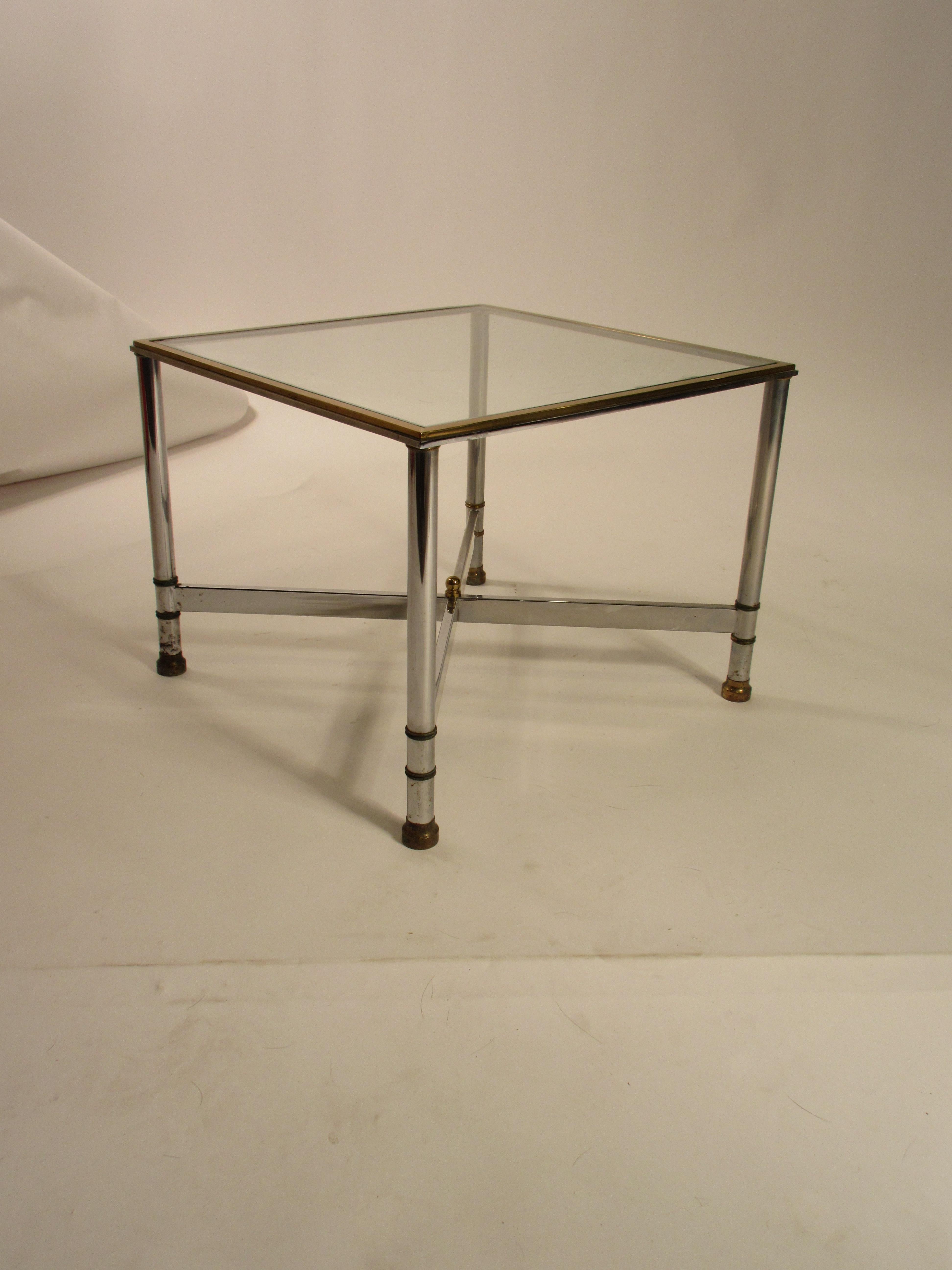 Pair of 1980s Chrome and Brass Side Tables For Sale 2
