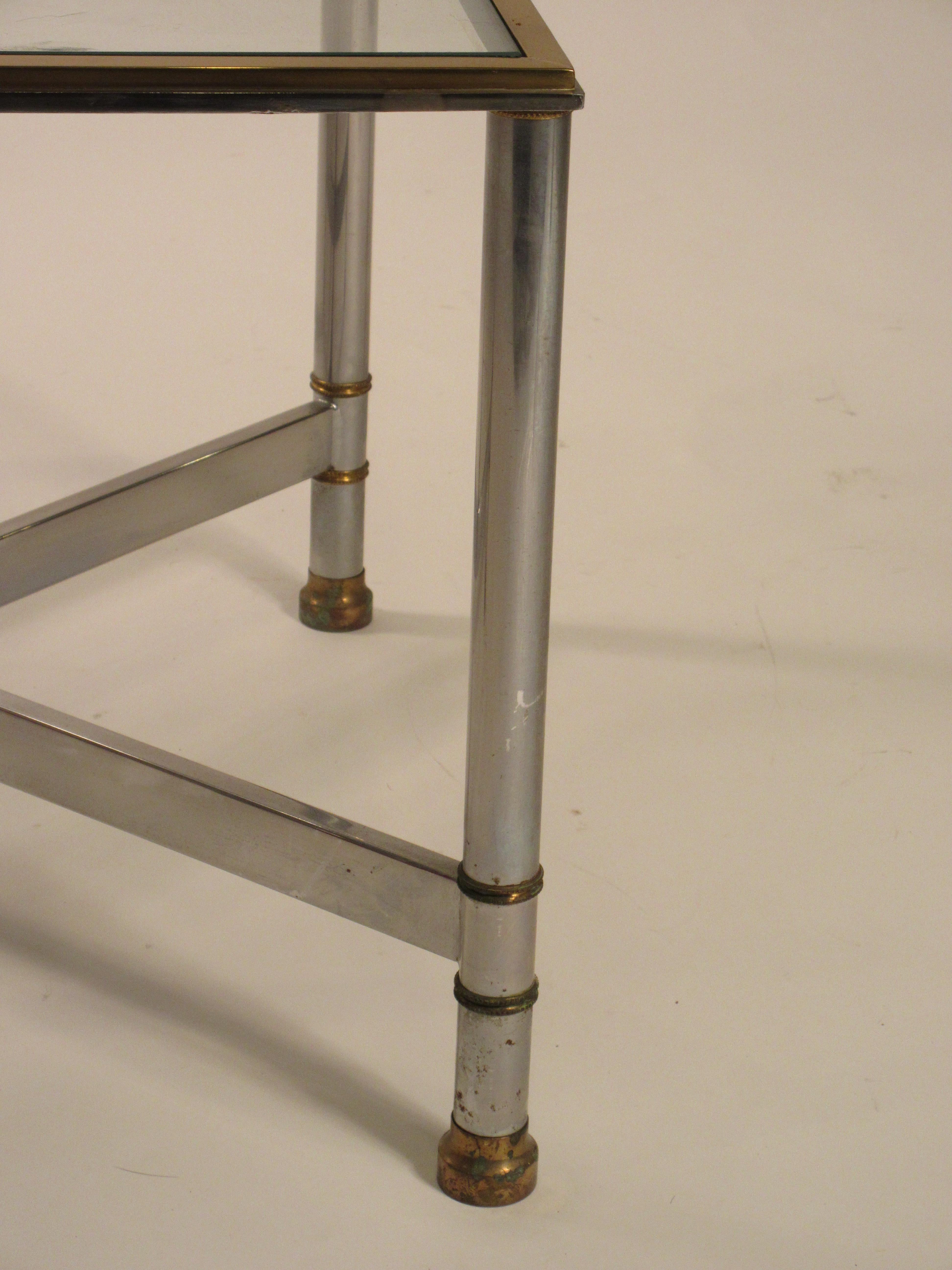 Pair of 1980s Chrome and Brass Side Tables For Sale 5