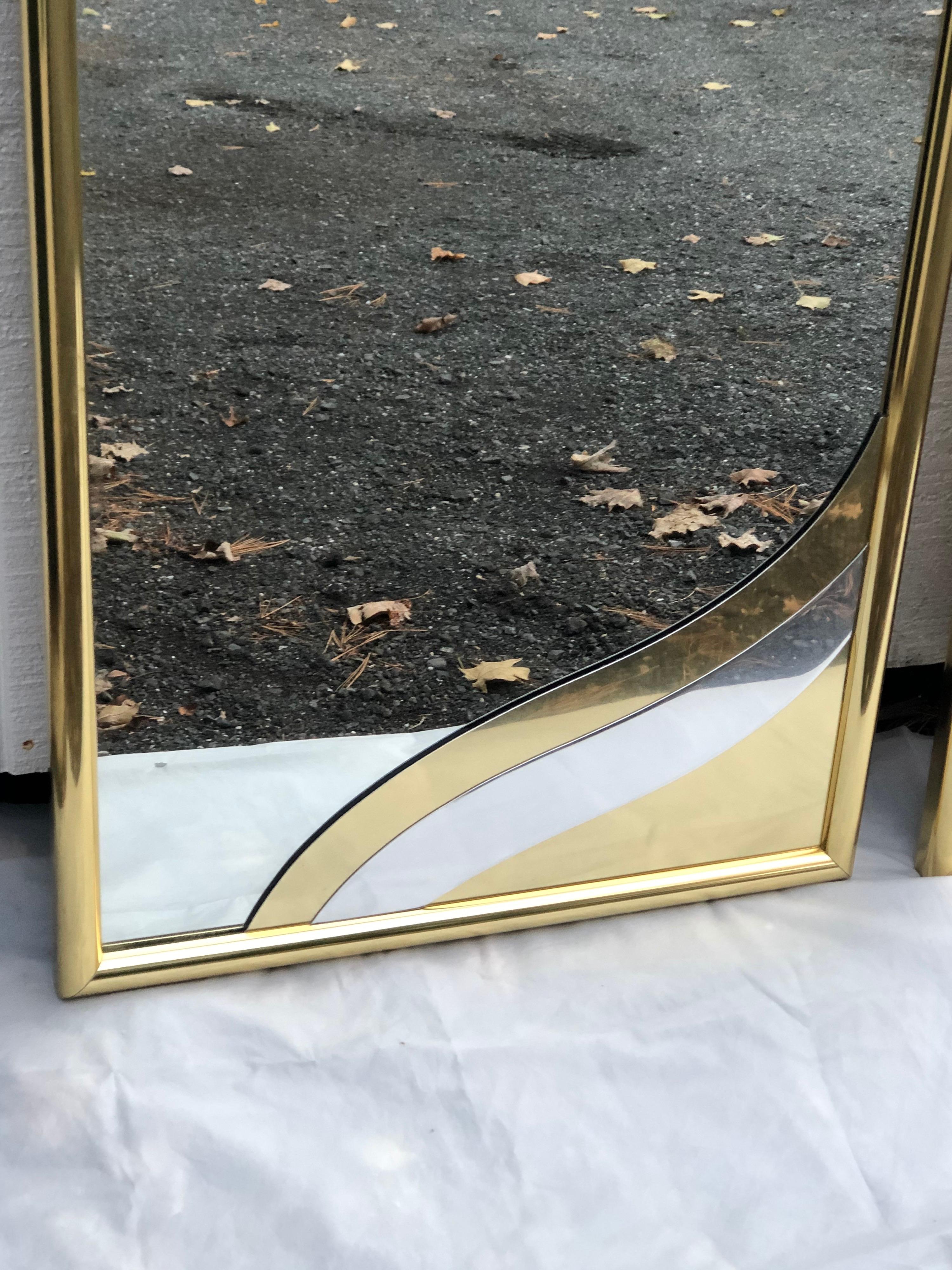Paire de miroirs design en laiton rares des années 1980 dans le style de Jere en vente 9