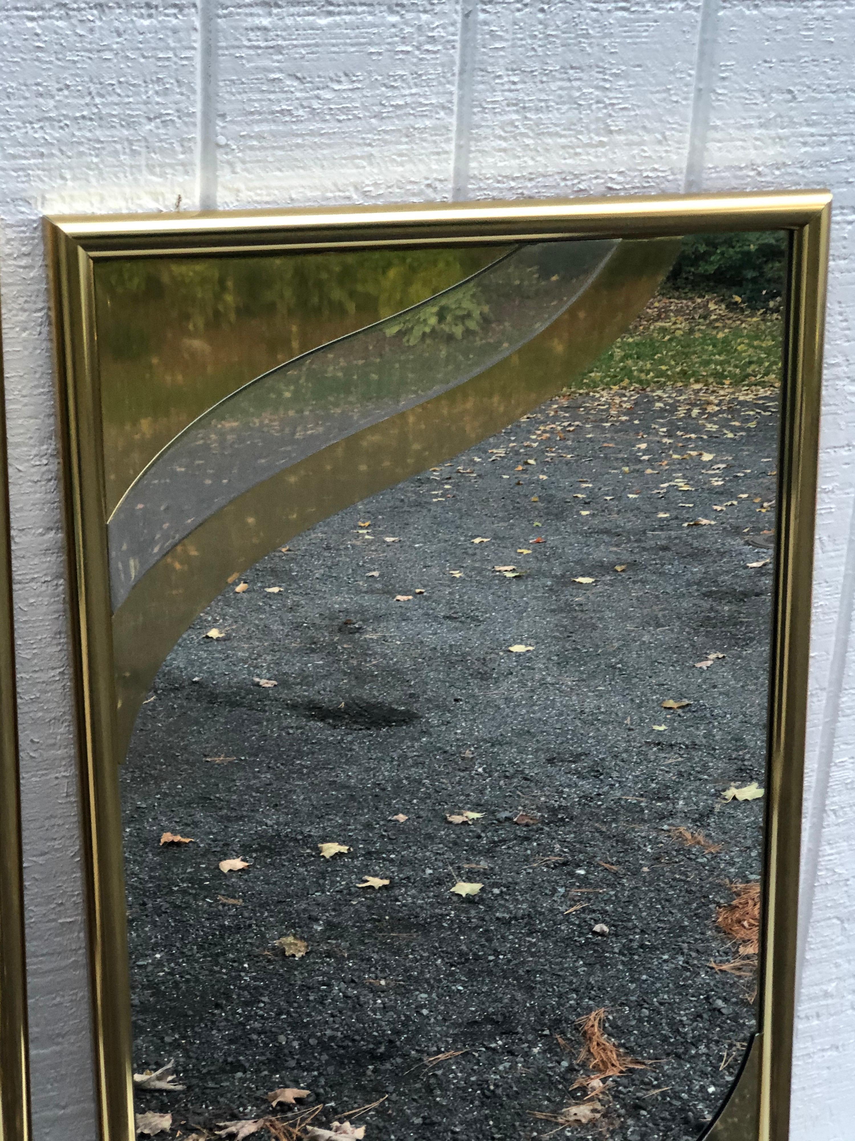 Pair of Rare 1980's Designer Brass Mirrors in the style of Jere For Sale 10