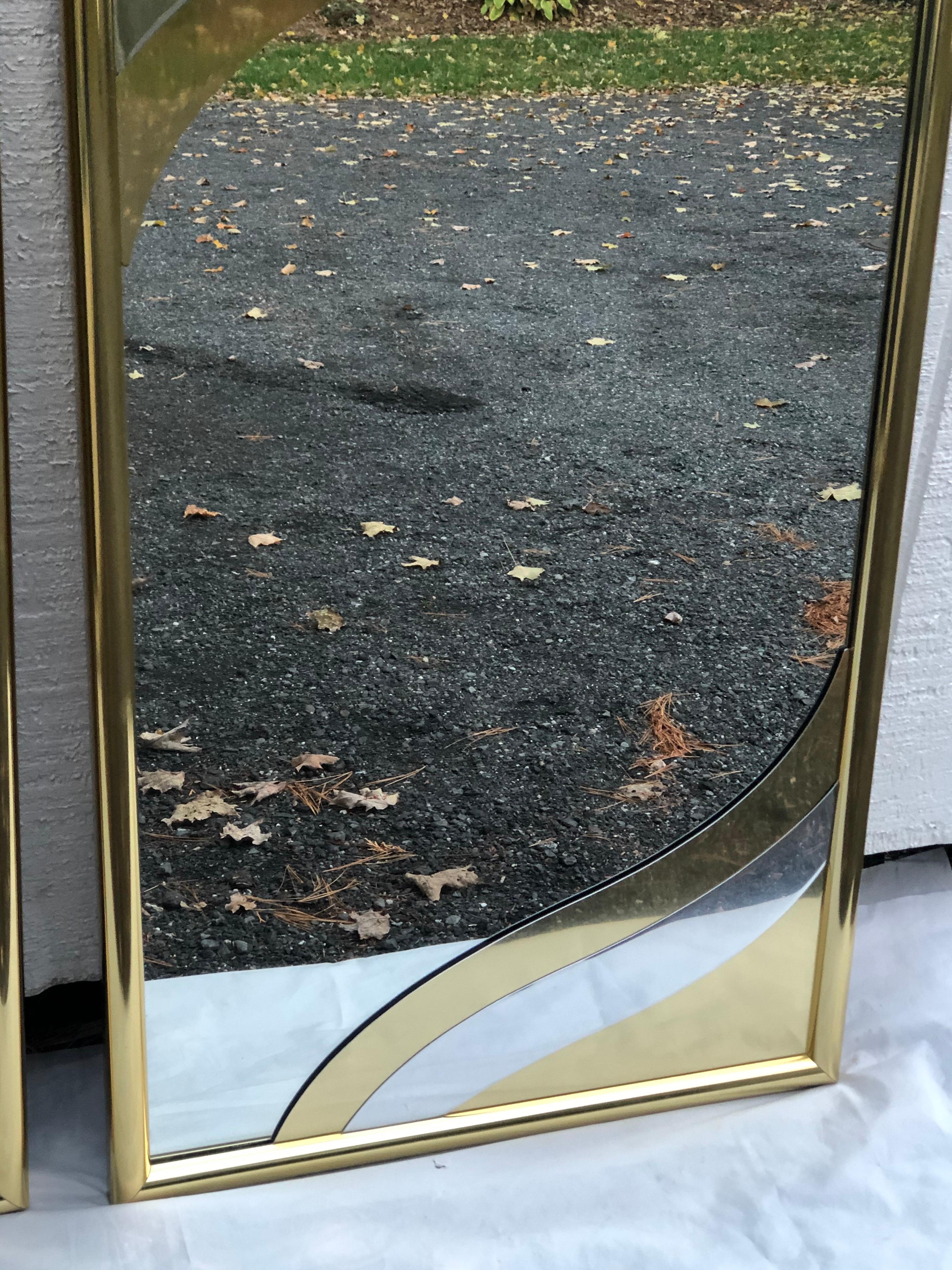 Paire de miroirs design en laiton rares des années 1980 dans le style de Jere en vente 11