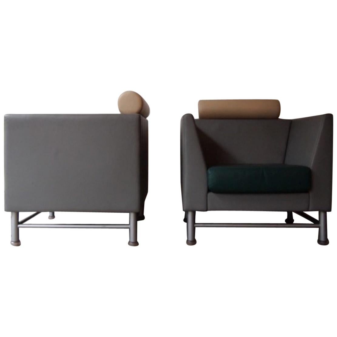 Pair of 1980s "East Side" Club Lounge Chair by Ettore Sottsass and Knoll For Sale