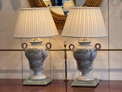 Coppia di lampade Faience degli anni '80