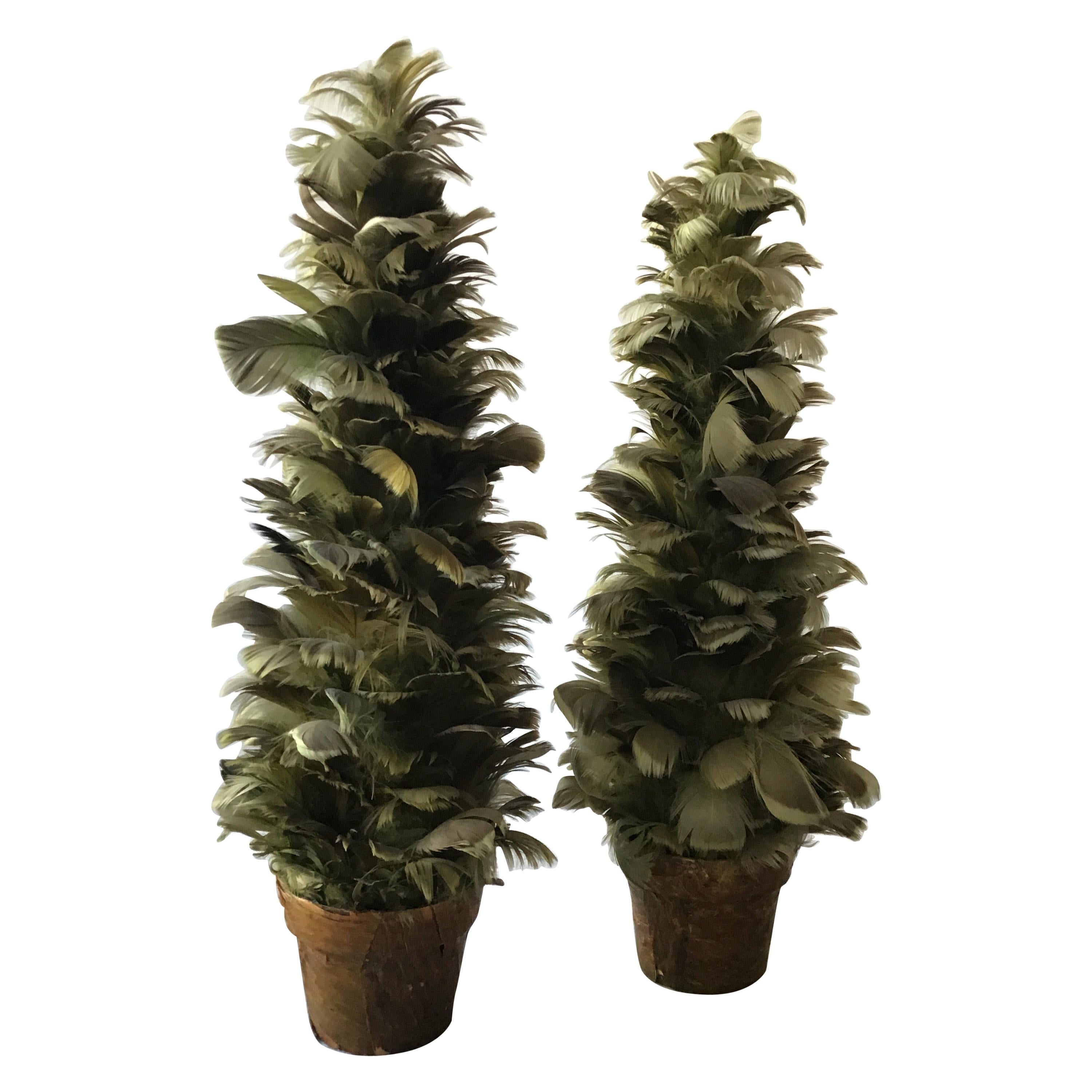 Pair of 1980s Feather Trees