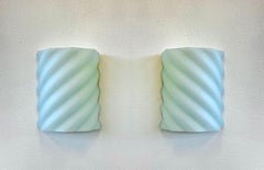 Pair of 1980’s Frosted Glass Wall Sconces by Ron Rezek