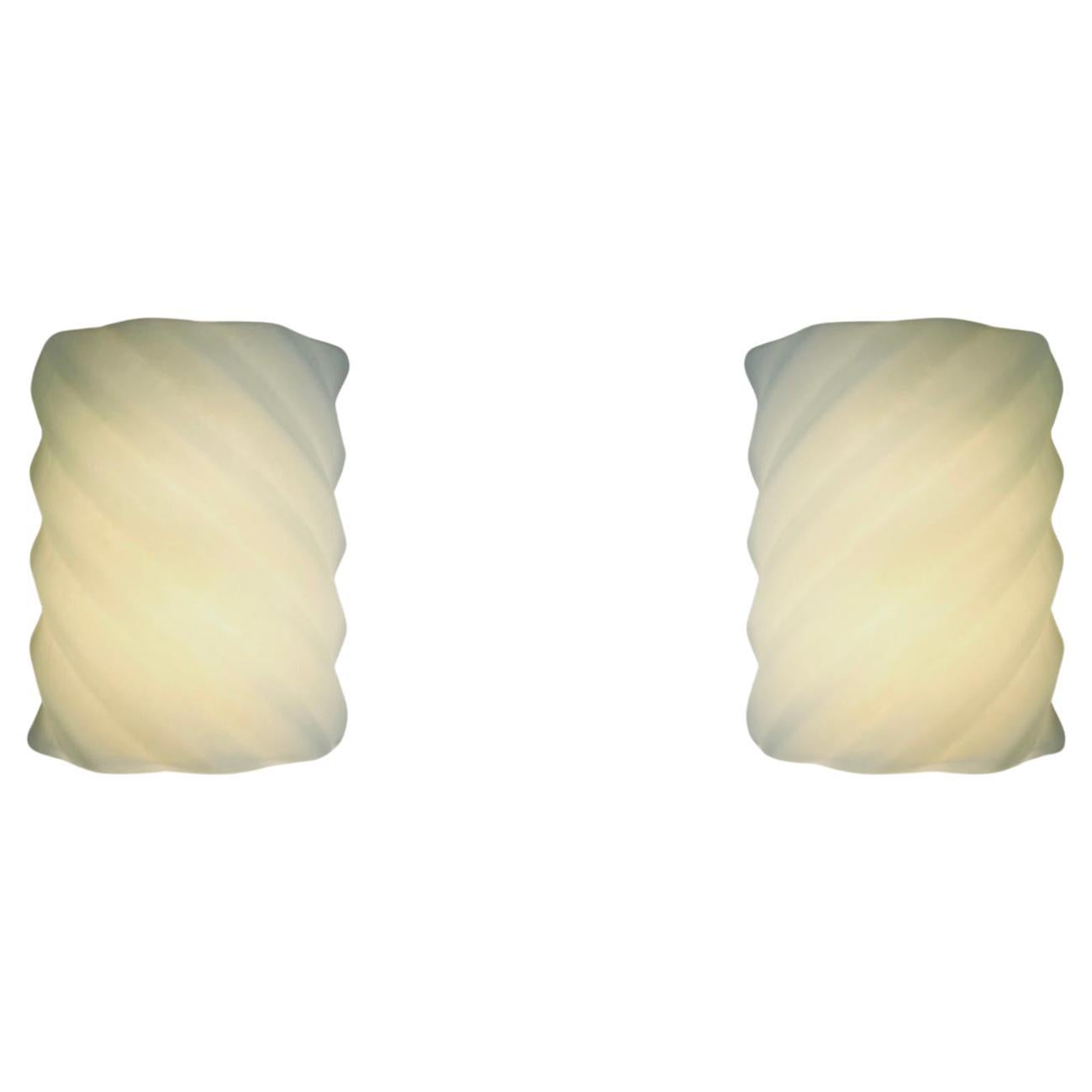Pair of 1980’s Frosted Glass Wall Sconces by Ron Rezek