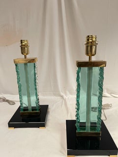 Pair of 1980's glass lamps attributed to Fontana Arté
