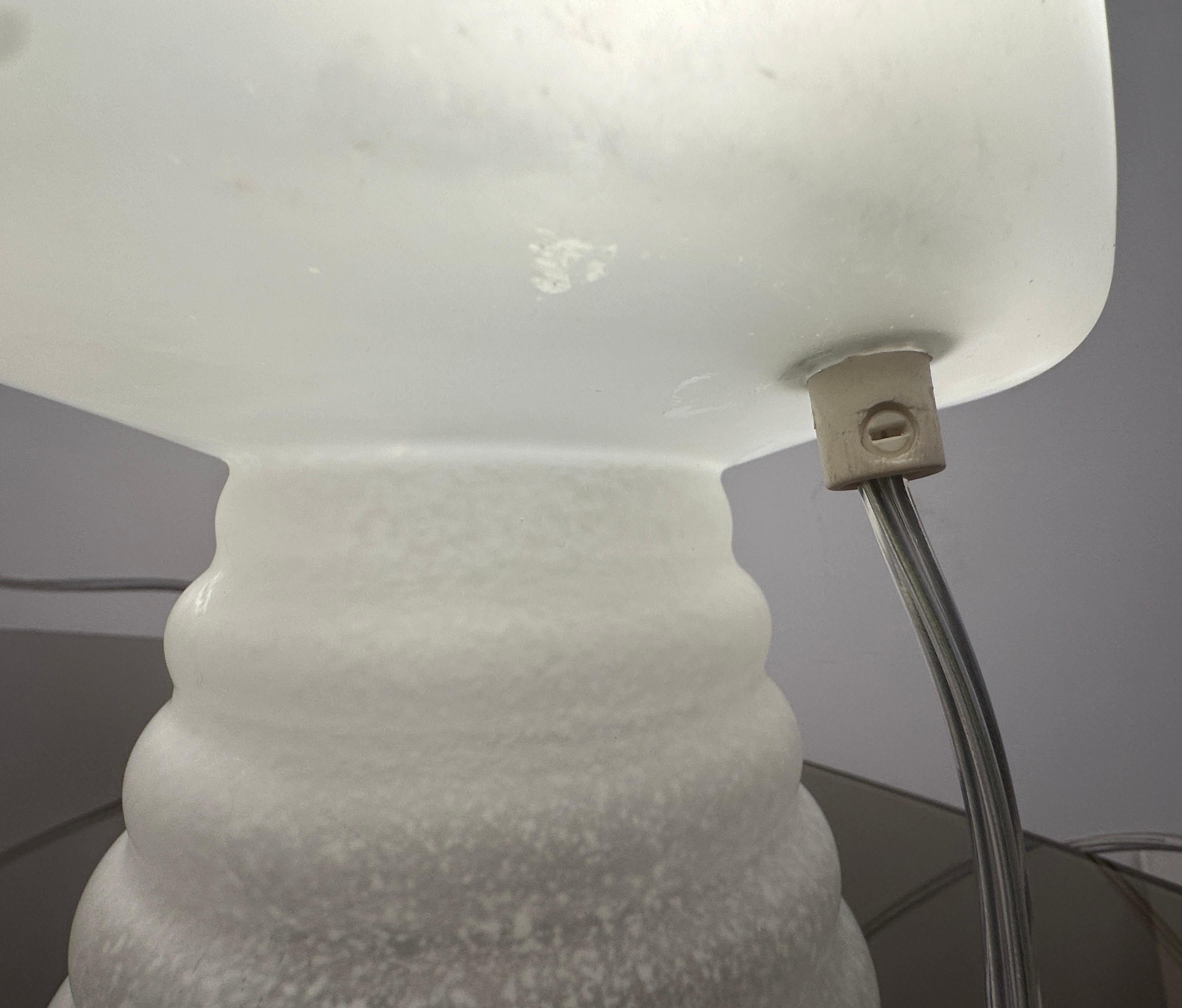 Pair of 1980s HB Glass Holland Mushroom Speckled Frosted Satin Table Lamps For Sale 3
