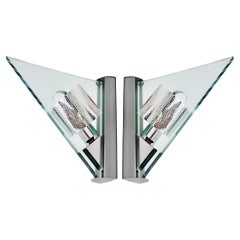 Pair of 1980's Icaro Sconces by Carlo Forcolini for Artemide, Glass and Steel