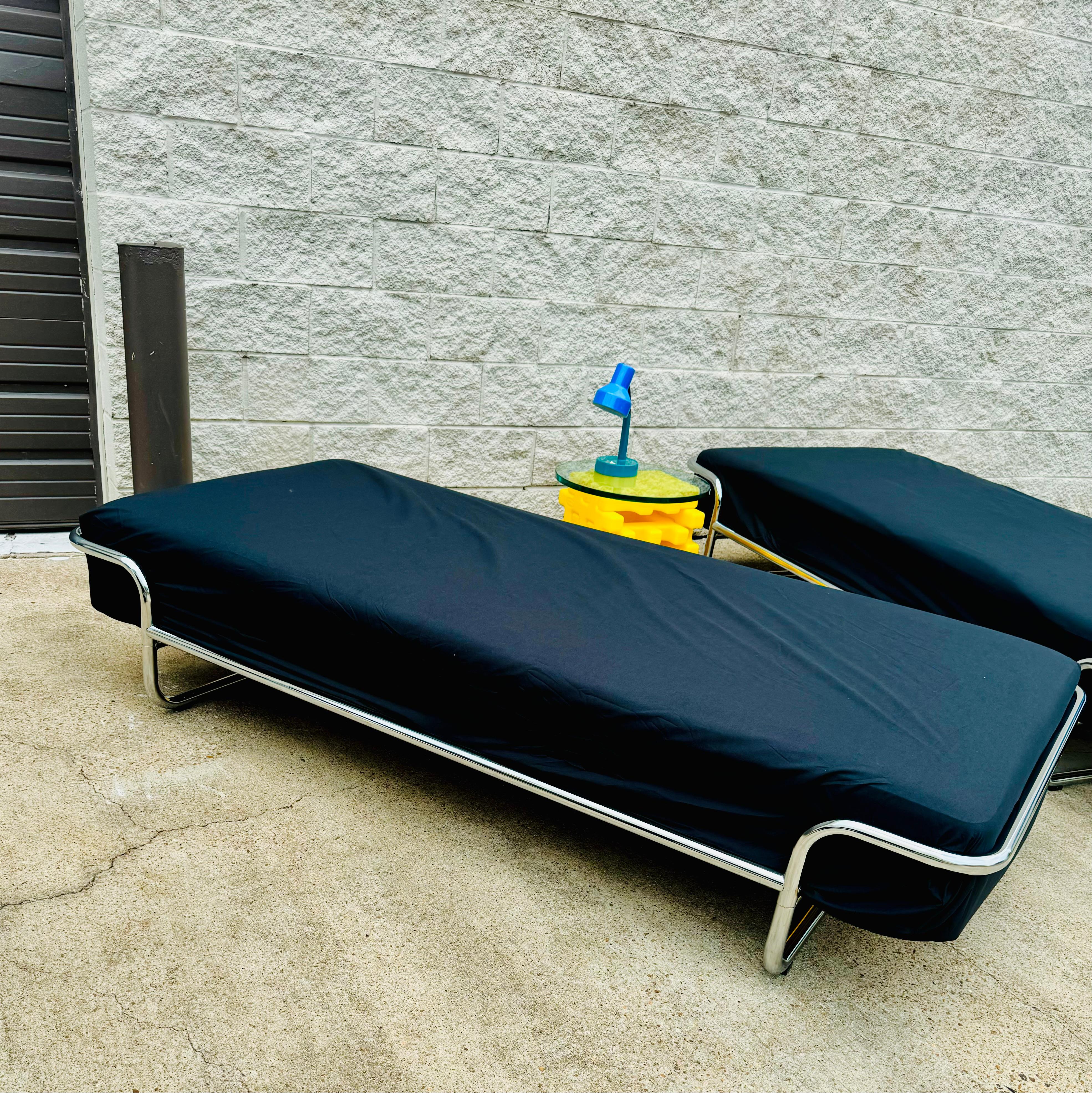 Pair of 1980s IKEA KROMVIK Tubular Chrome Single Twin Beds 5