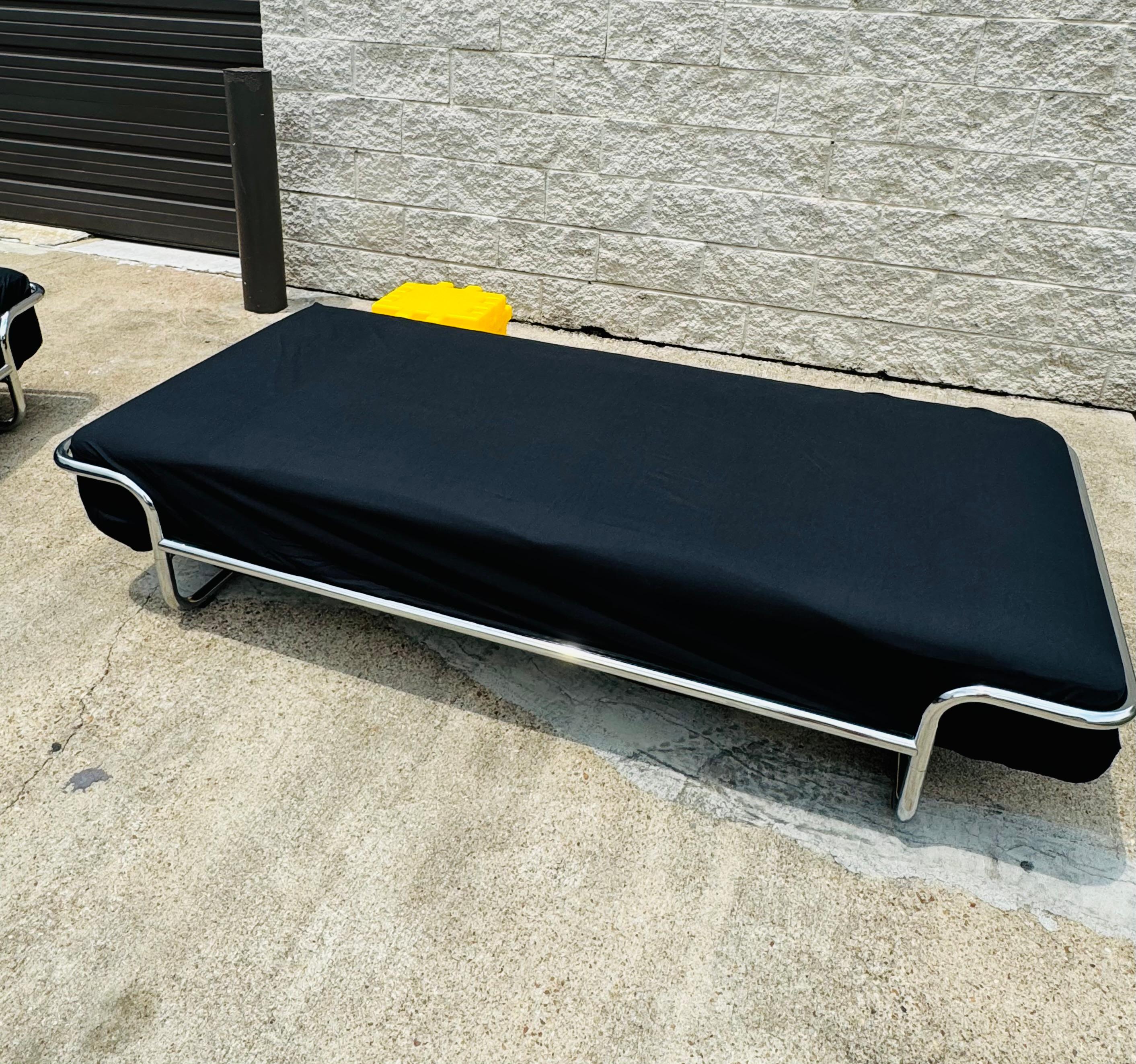 Post-Modern Pair of 1980s IKEA KROMVIK Tubular Chrome Single Twin Beds