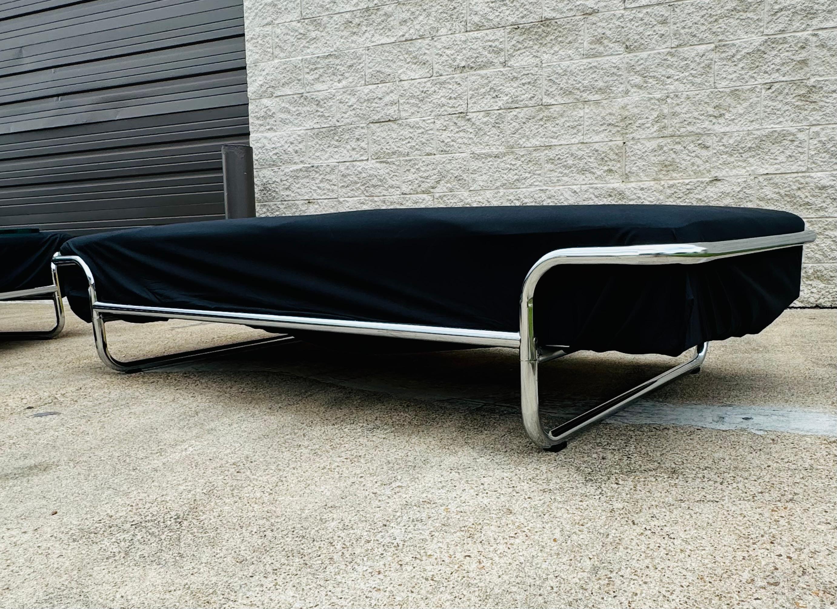 Swedish Pair of 1980s IKEA KROMVIK Tubular Chrome Single Twin Beds