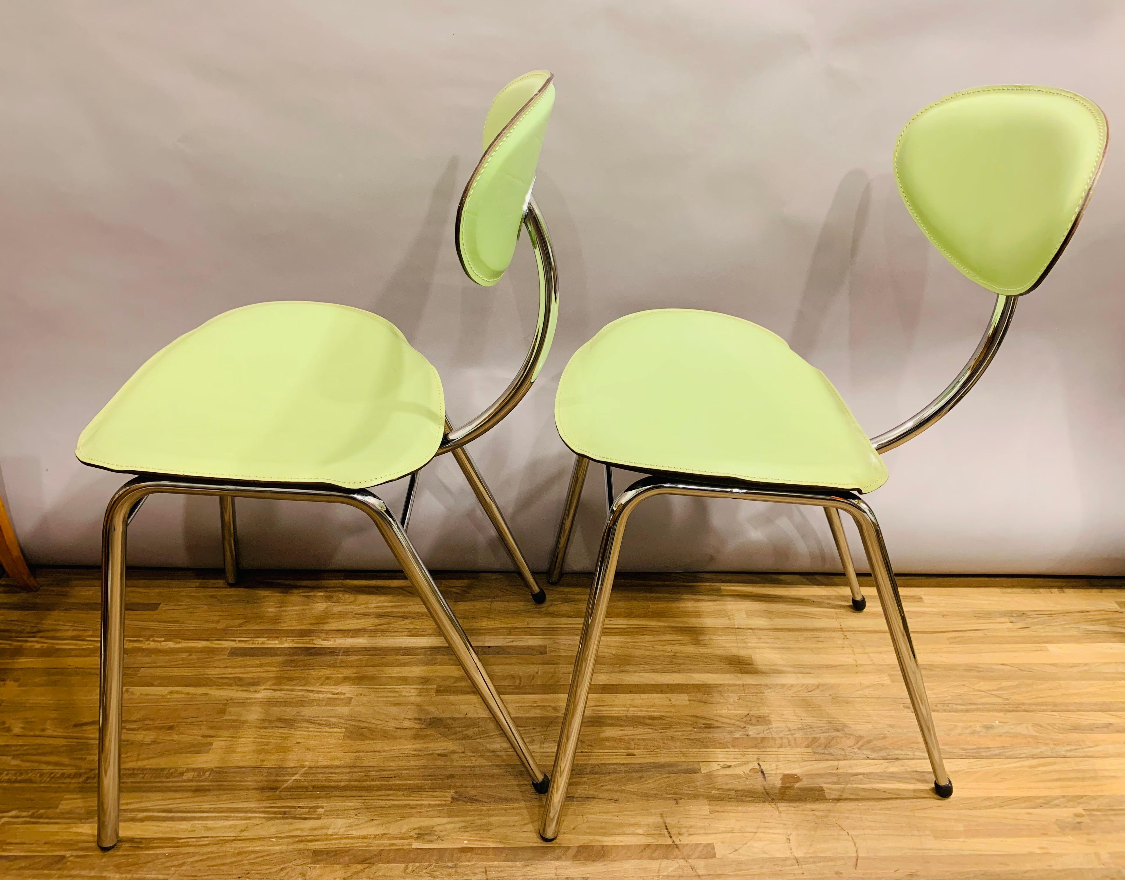 Metal Pair of 1980s Italian Arrben Dining Chairs