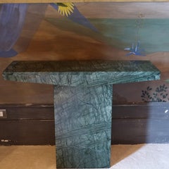 Pair of 1980's Italian Green Marble Consoles