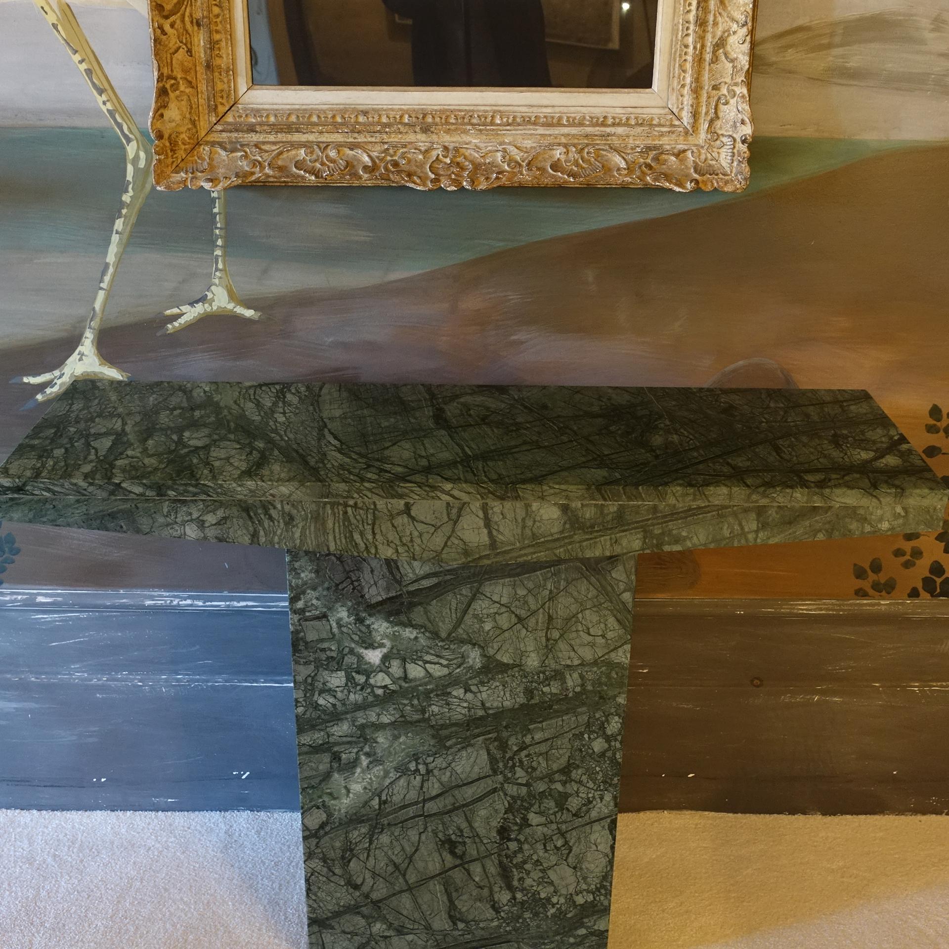 Pair of 1980's Italian Green Marble Consoles 2