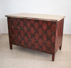 Pair of 1980s Italian Hand Painted 3-Drawer Chests