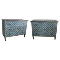 Pair of 1980s Italian Hand Painted 3-Drawer Chests