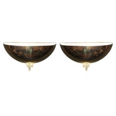 Pair of 1980s Italian Karl Springer Brass and Lucite Sconces