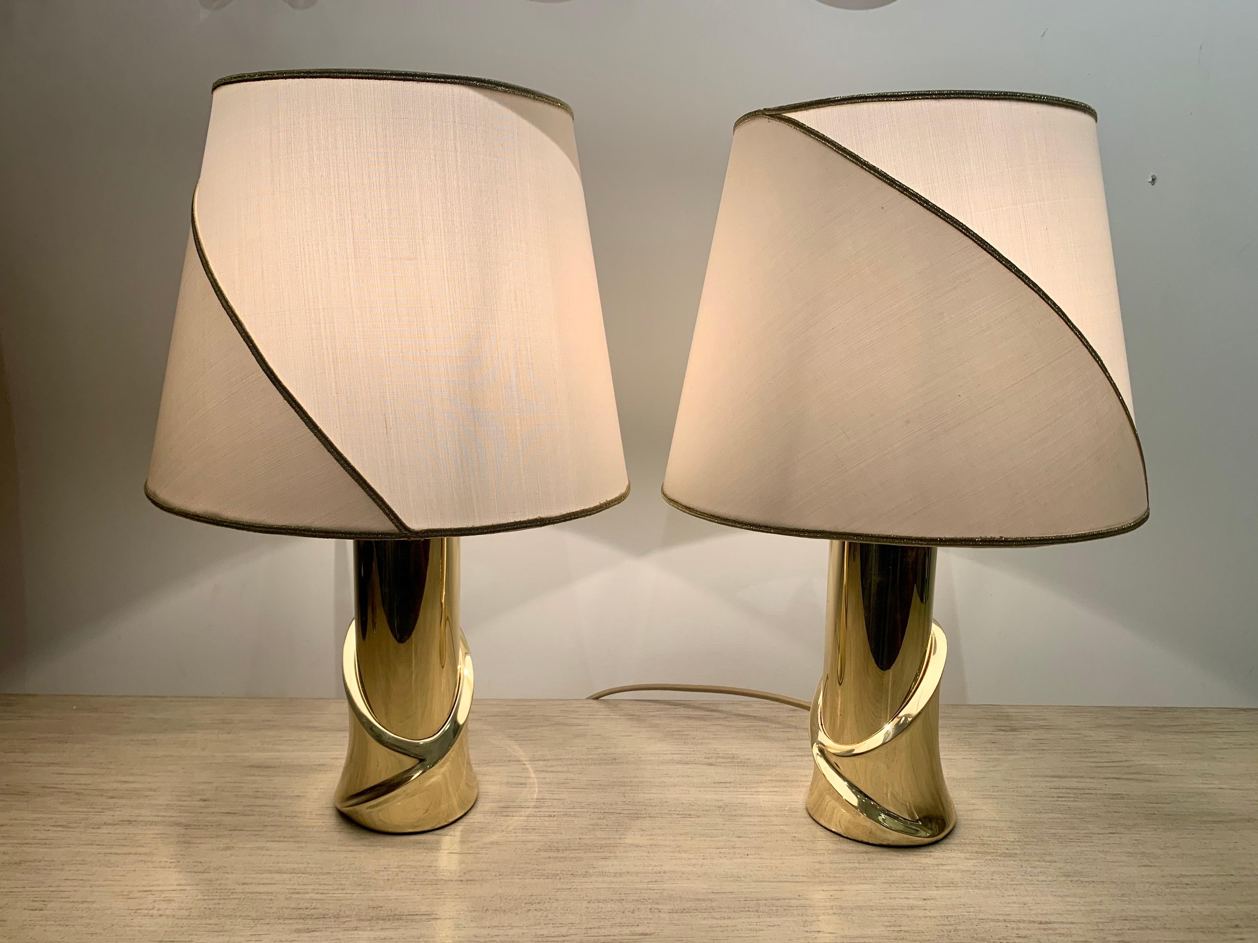 Pair of 1980s Italian Luciano Frigerio Bronze Lamps 7