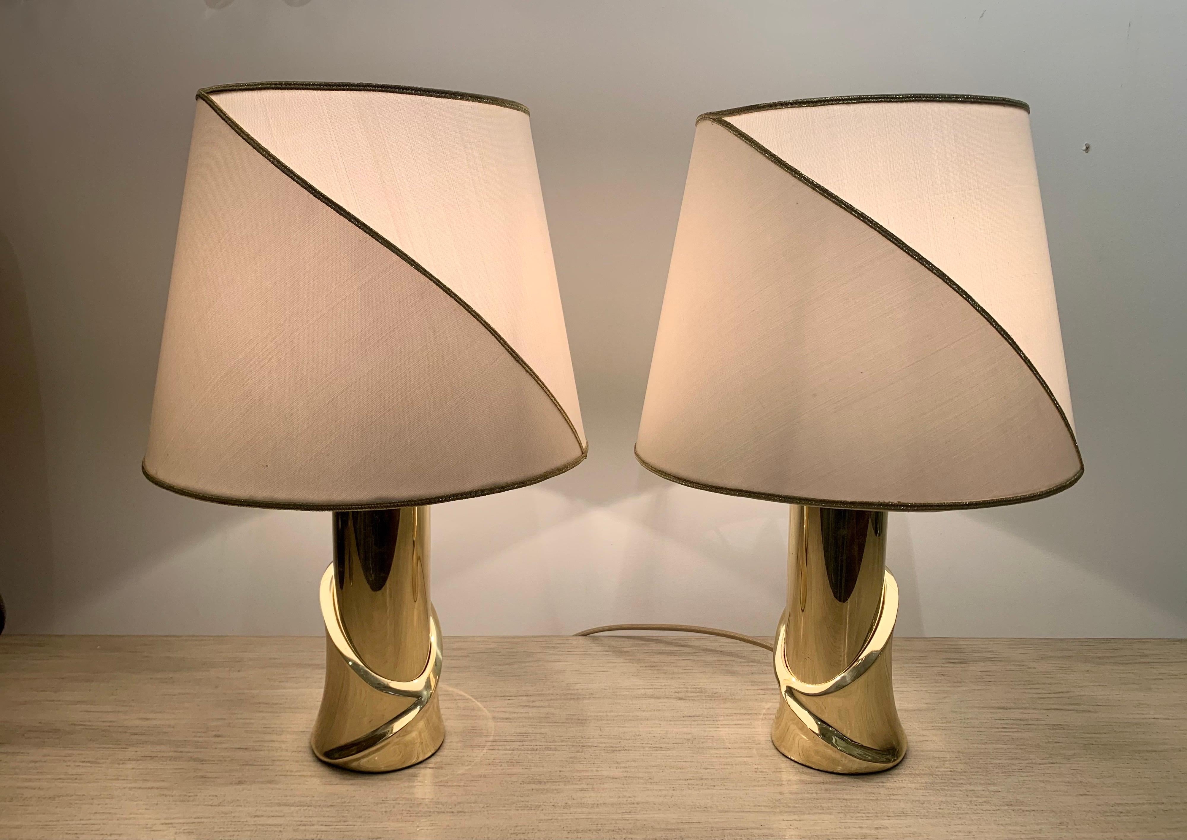Pair of 1980s Italian Luciano Frigerio Bronze Lamps 12