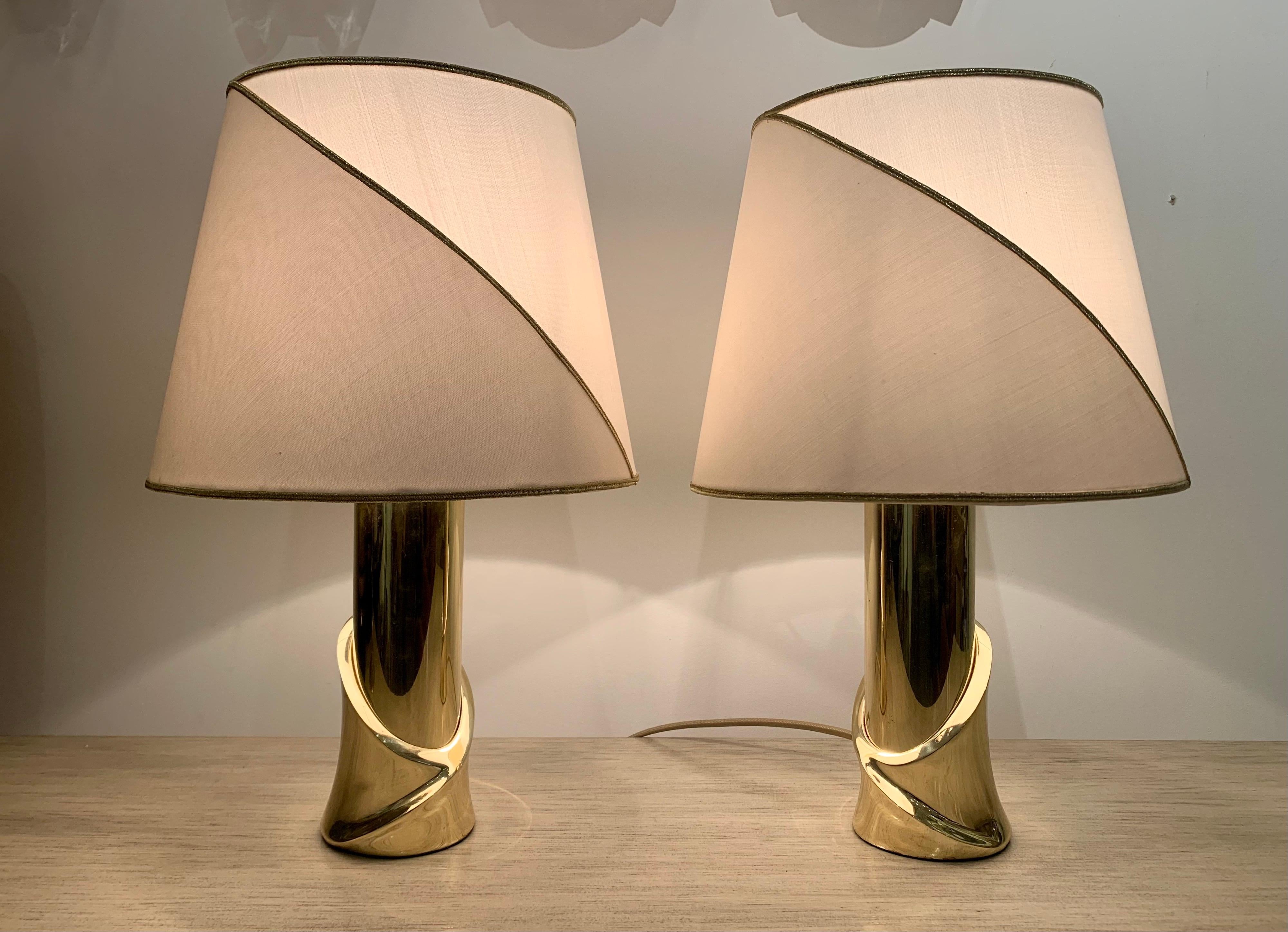 Pair of 1980s Italian Luciano Frigerio Bronze Lamps 13