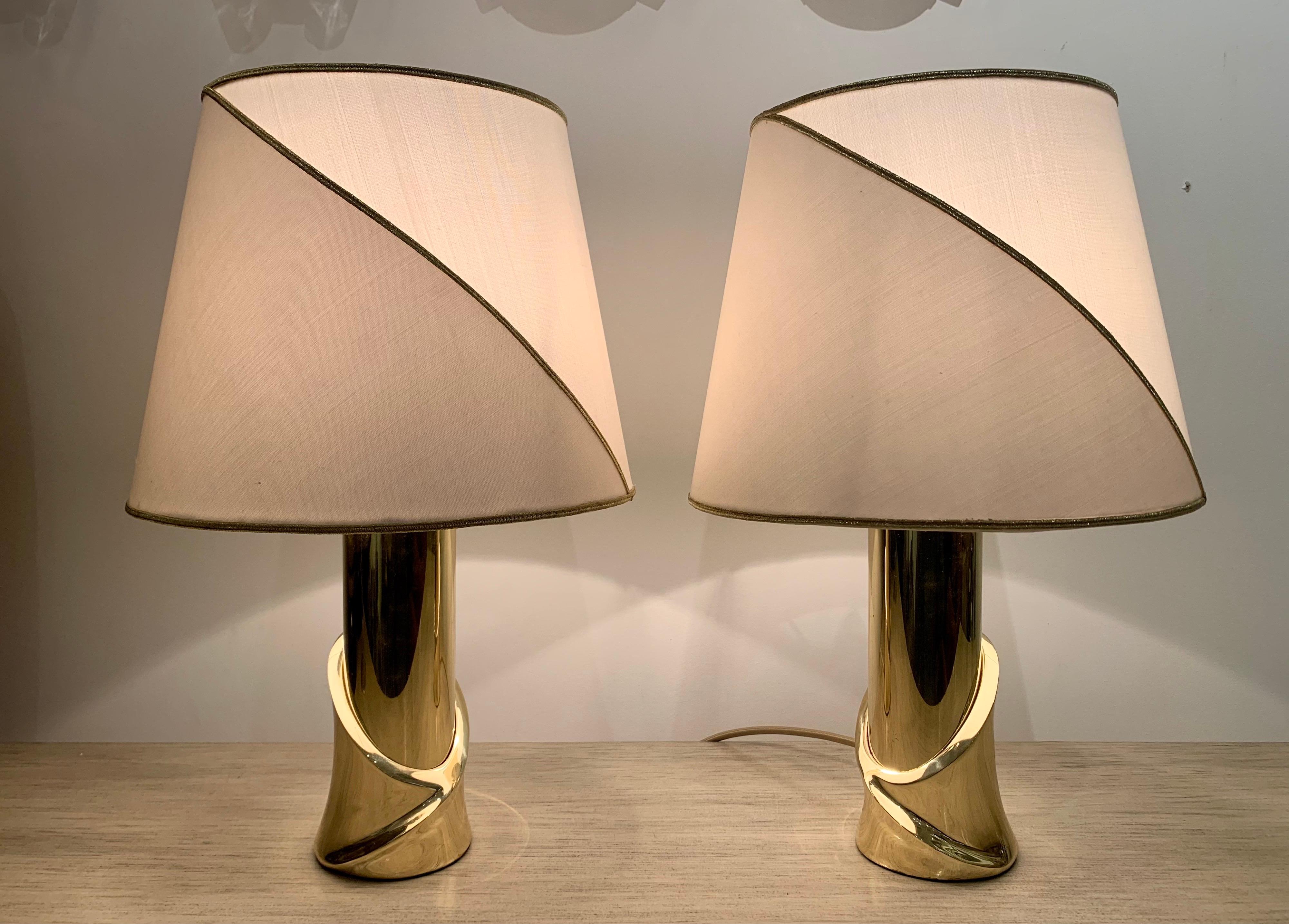 Pair of 1980s Italian Luciano Frigerio Bronze Lamps 14