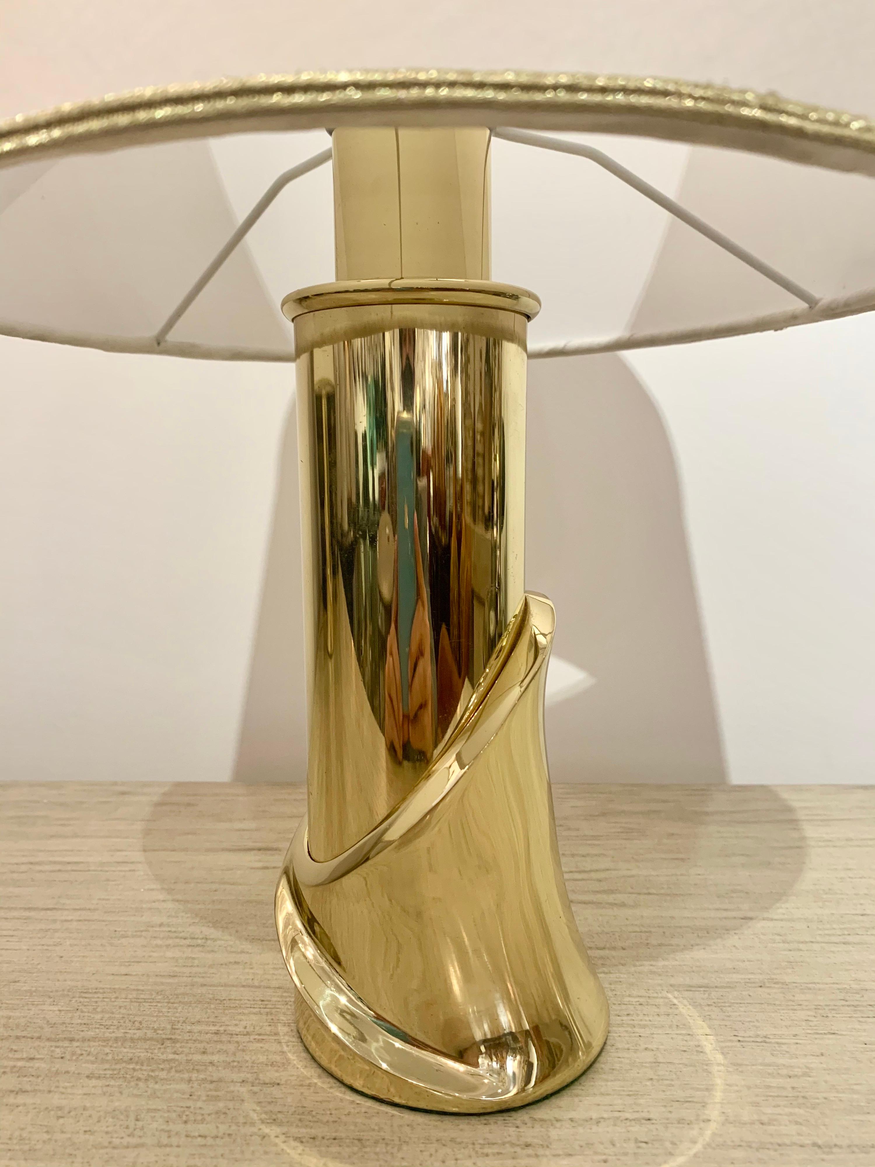 Mid-Century Modern Pair of 1980s Italian Luciano Frigerio Bronze Lamps