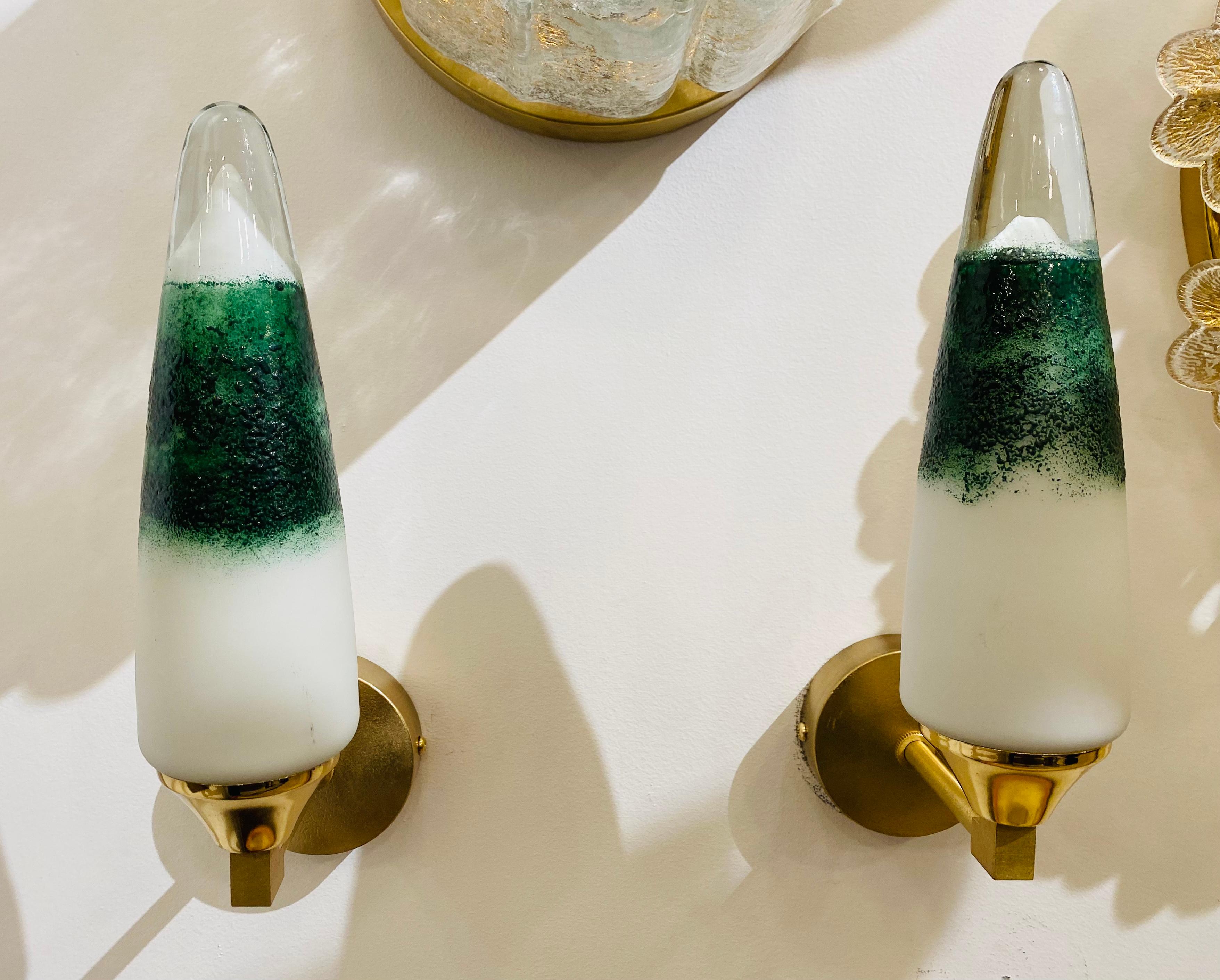 Pareja de apliques italianos de cristal de Murano de los años 80 7